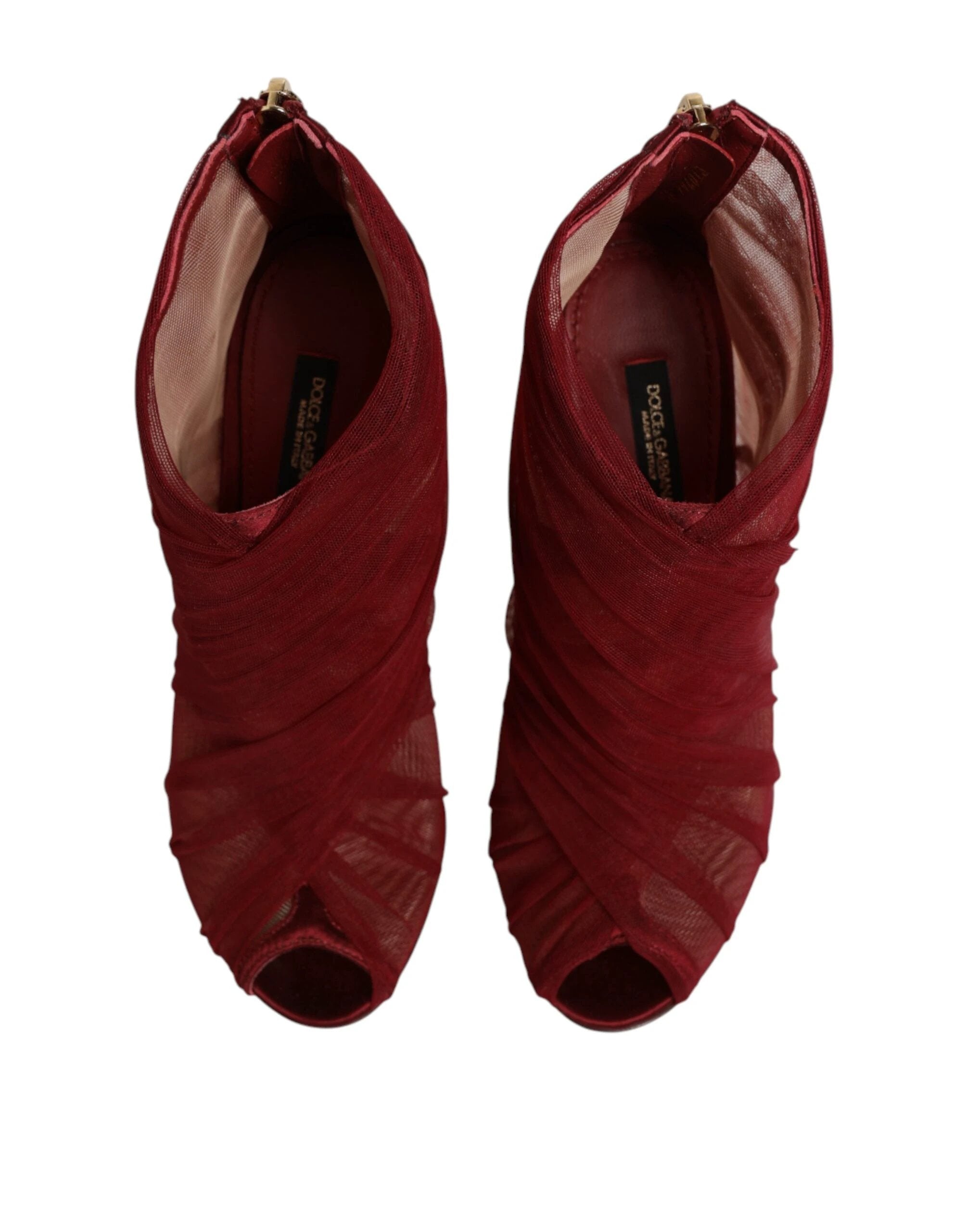Dolce & Gabbana Red Tulle Ankle Boots Stiletto Heels Shoes by Dolce & Gabbana