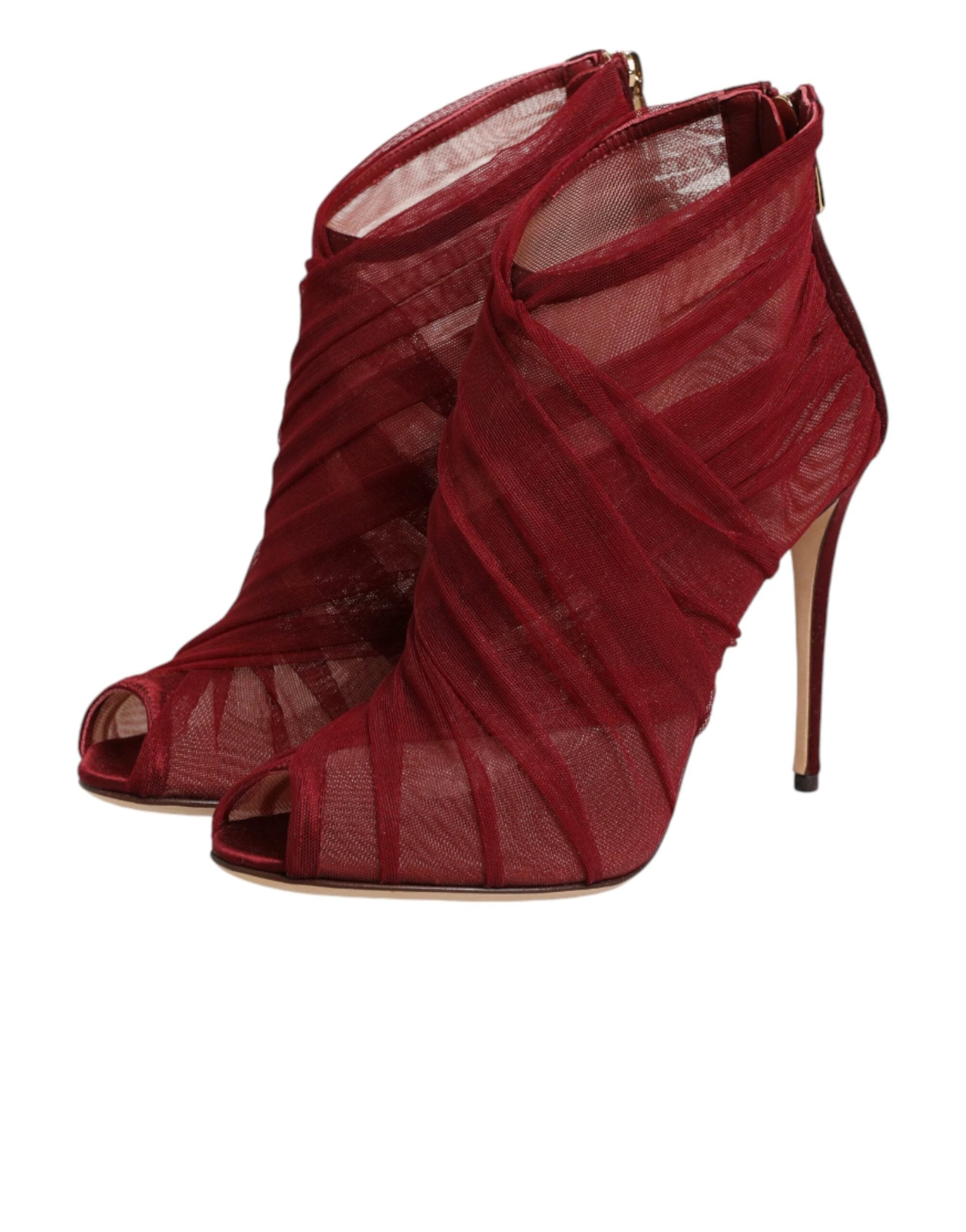 Dolce & Gabbana Red Tulle Ankle Boots Stiletto Heels Shoes by Dolce & Gabbana