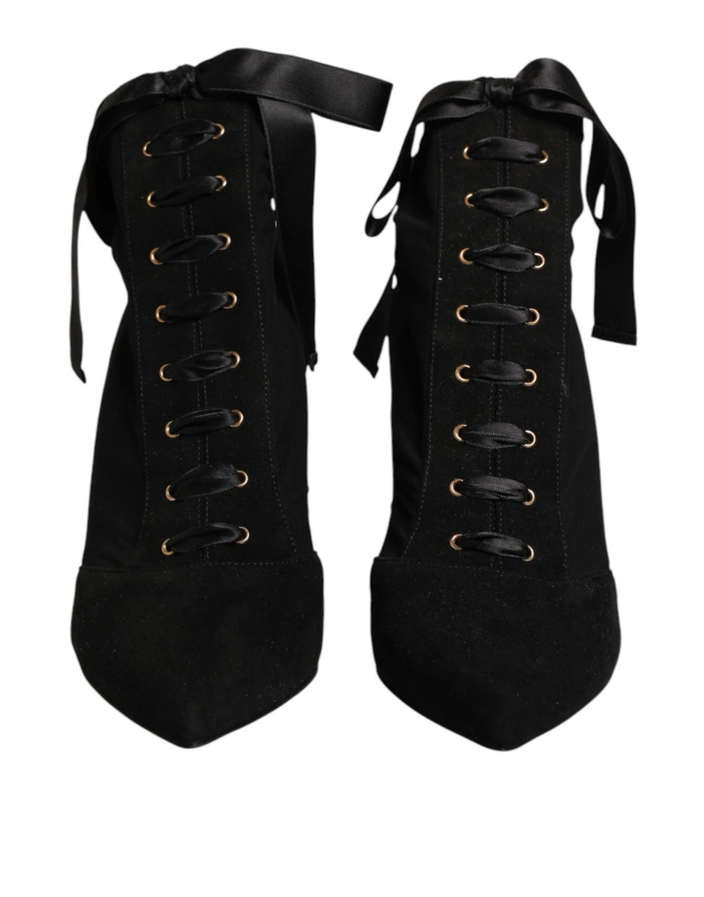 Dolce & Gabbana Black Stiletto Heels Lace Up Boots Shoes by Dolce & Gabbana