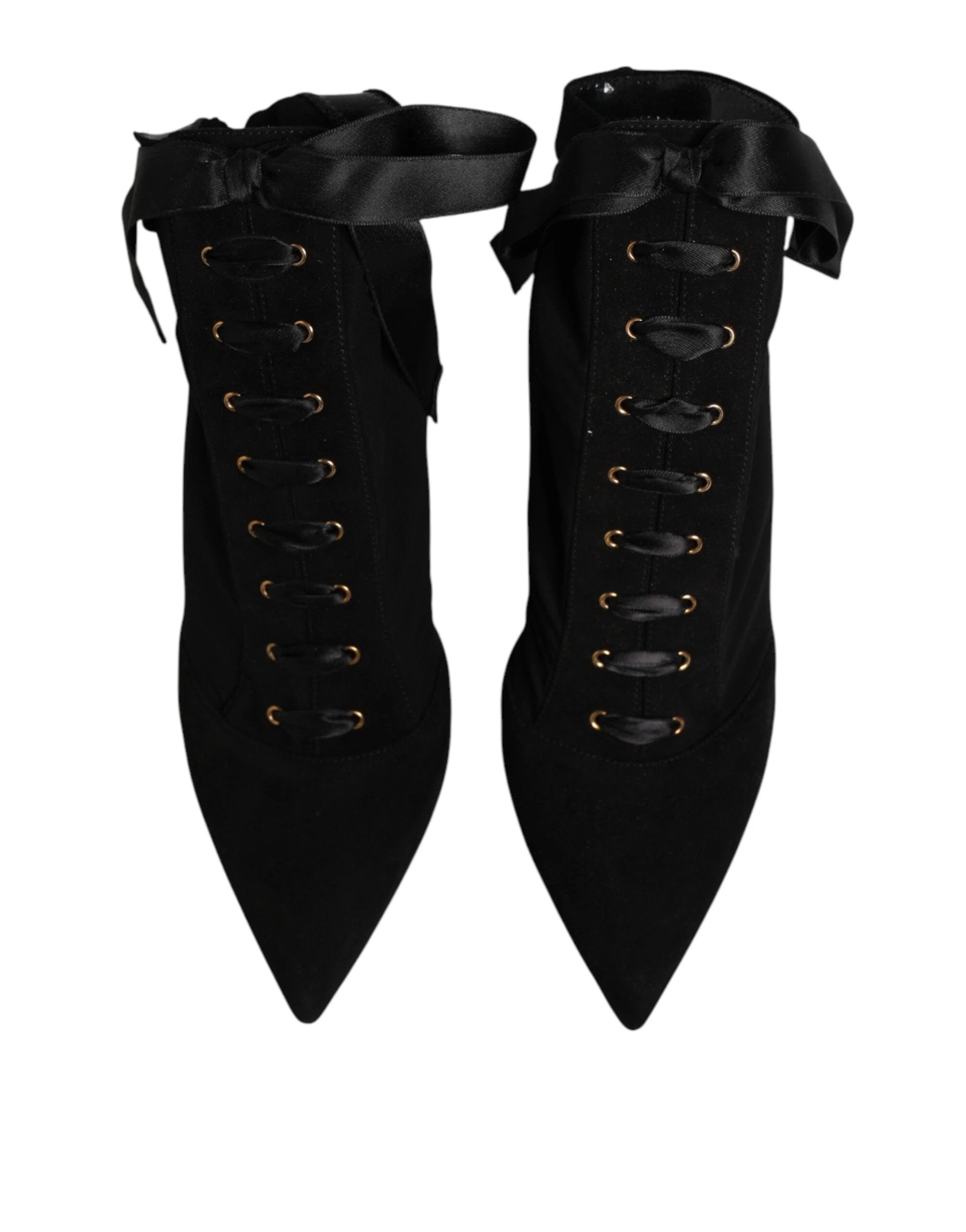 Dolce & Gabbana Black Stiletto Heels Lace Up Boots Shoes by Dolce & Gabbana