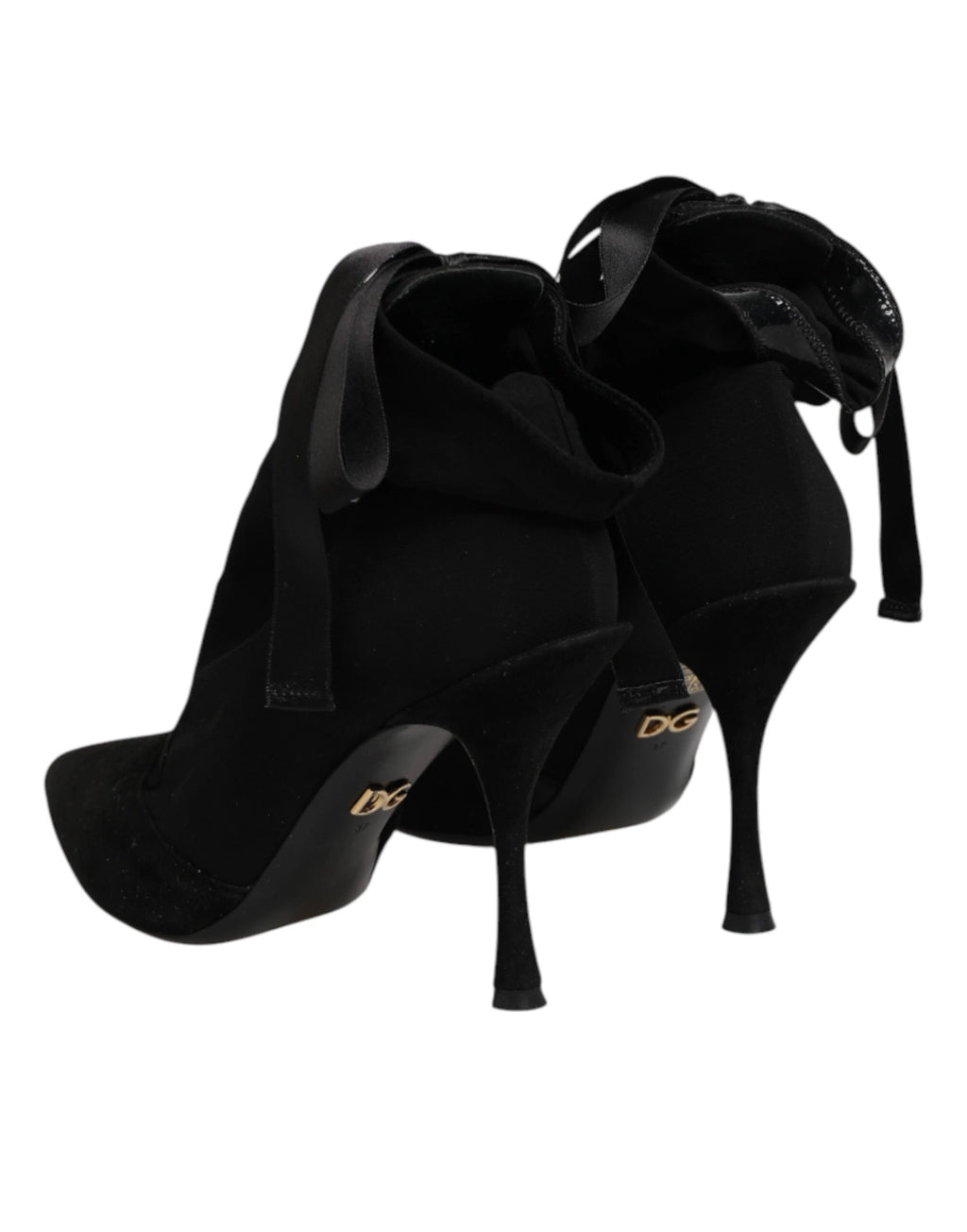 Dolce & Gabbana Black Stiletto Heels Lace Up Boots Shoes by Dolce & Gabbana