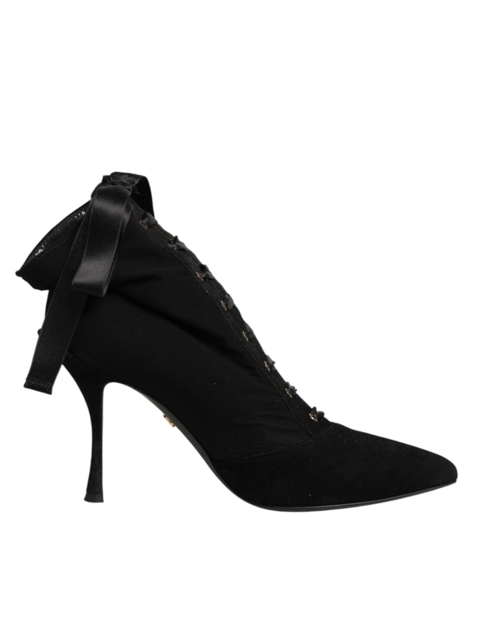Dolce & Gabbana Black Stiletto Heels Lace Up Boots Shoes by Dolce & Gabbana