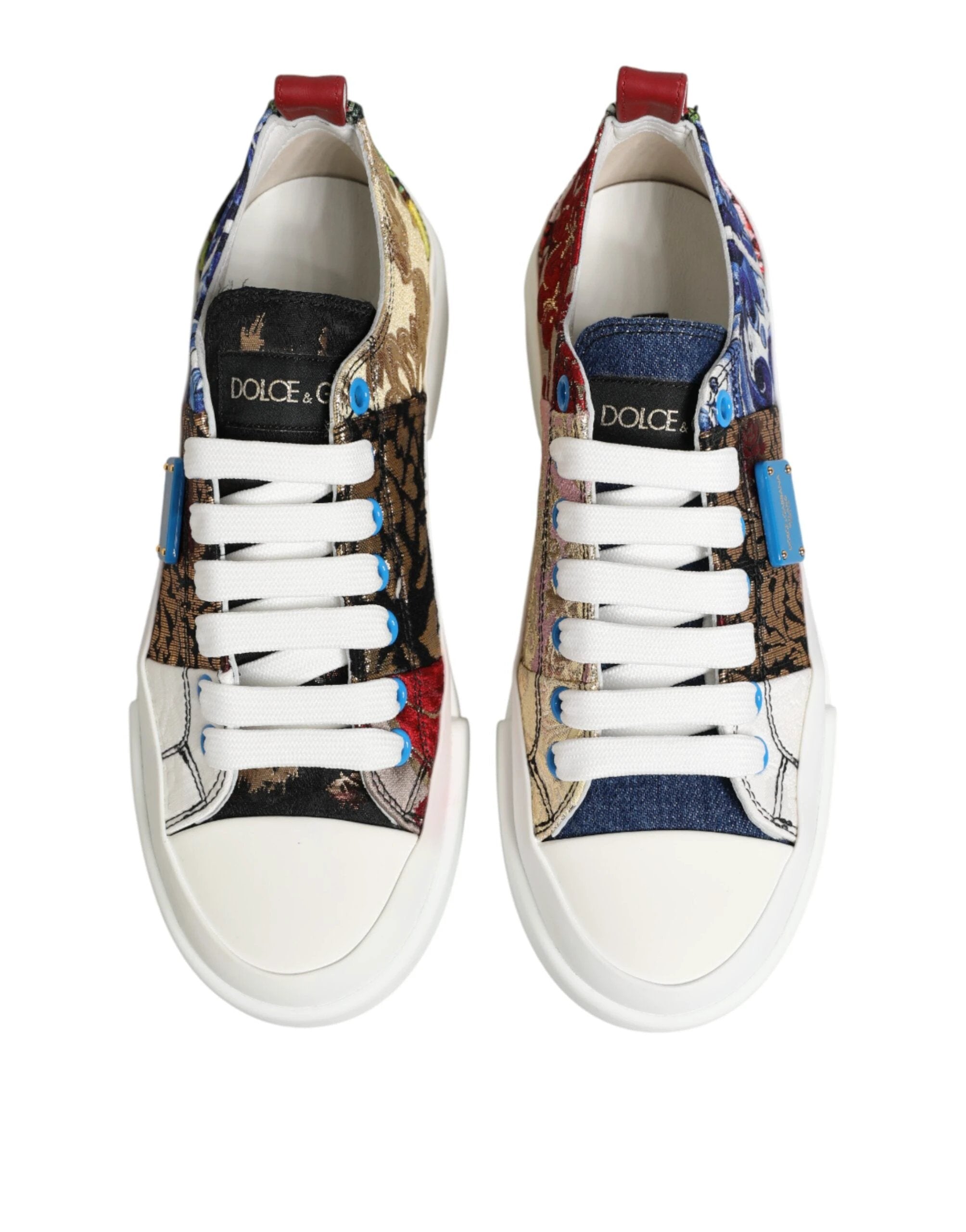 Dolce & Gabbana Multicolor Patchwork Low Top Sneakers Shoes by Dolce & Gabbana