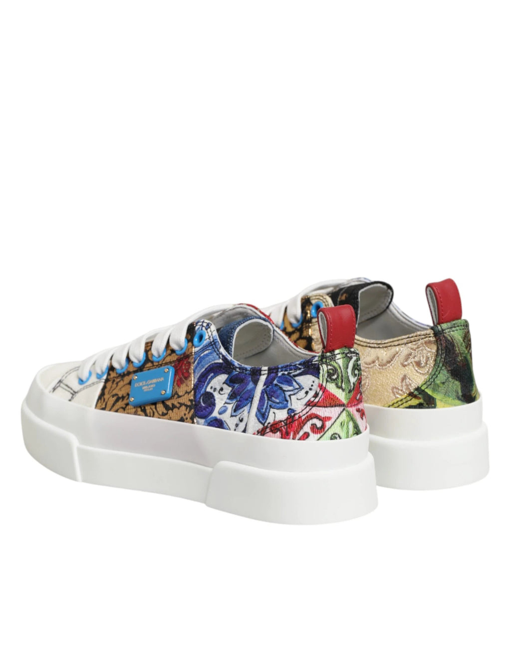 Dolce & Gabbana Multicolor Patchwork Low Top Sneakers Shoes by Dolce & Gabbana