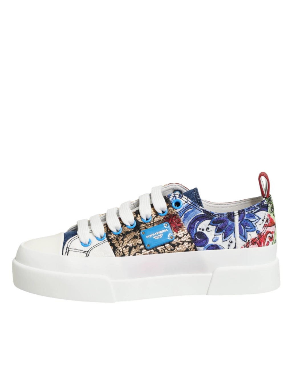 Dolce & Gabbana Multicolor Patchwork Low Top Sneakers Shoes by Dolce & Gabbana