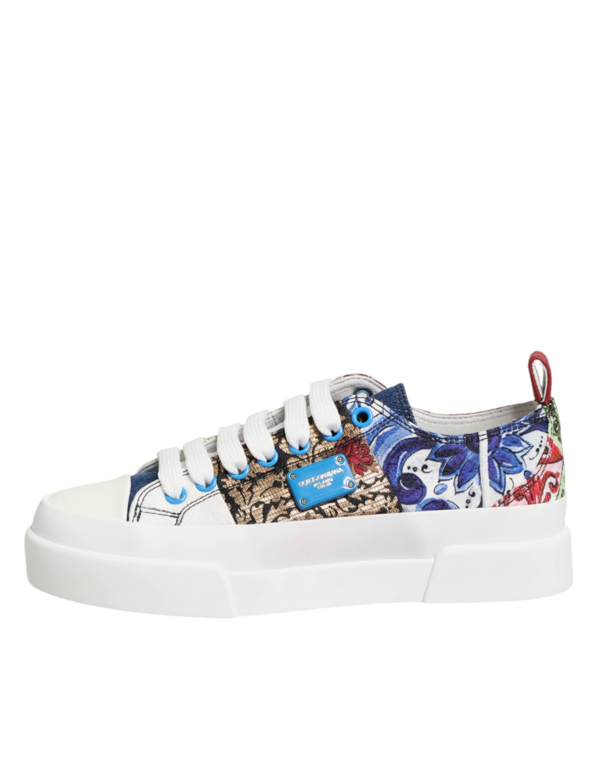 Dolce & Gabbana Multicolor Patchwork Low Top Sneakers Shoes by Dolce & Gabbana