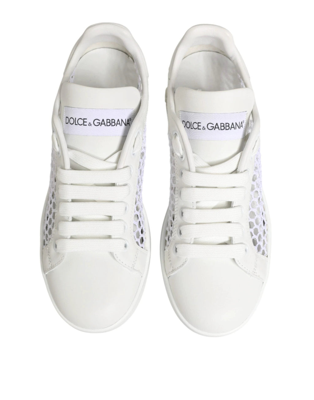 Dolce & Gabbana White Mesh Inserts Low Top Sneakers Shoes by Dolce & Gabbana