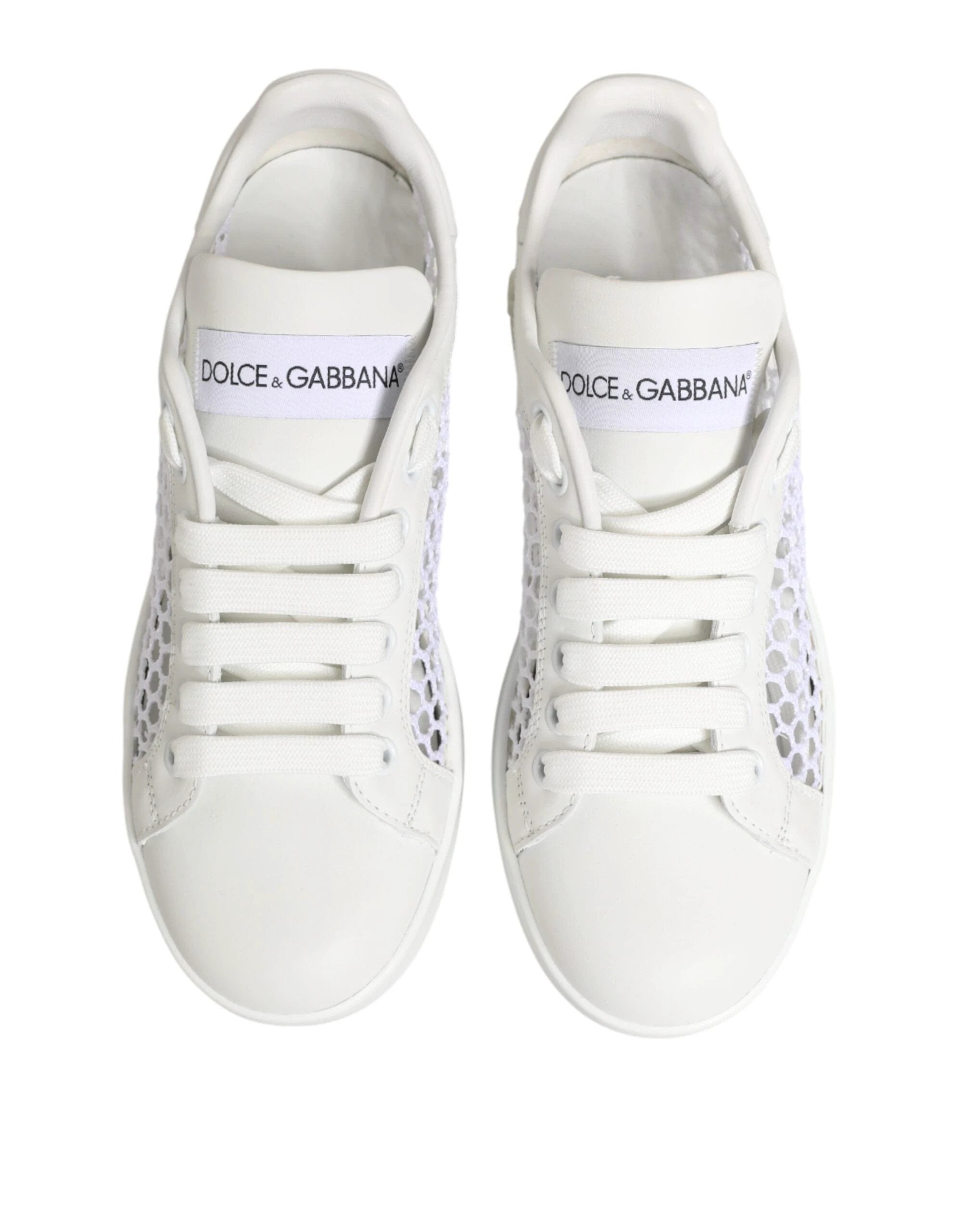 Dolce & Gabbana White Mesh Inserts Low Top Sneakers Shoes by Dolce & Gabbana