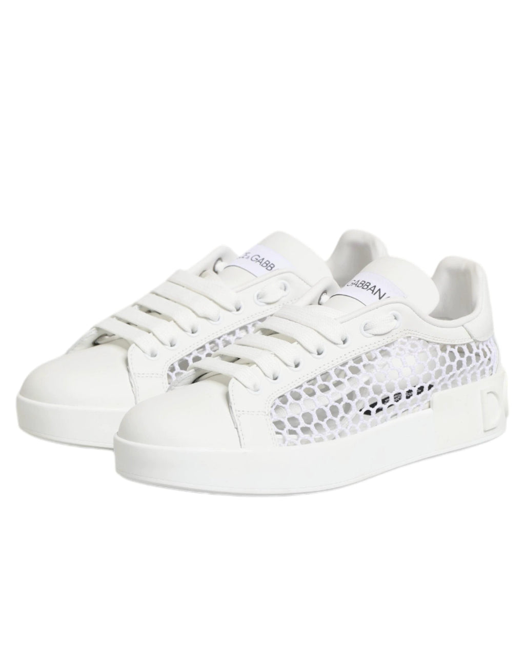 Dolce & Gabbana White Mesh Inserts Low Top Sneakers Shoes by Dolce & Gabbana