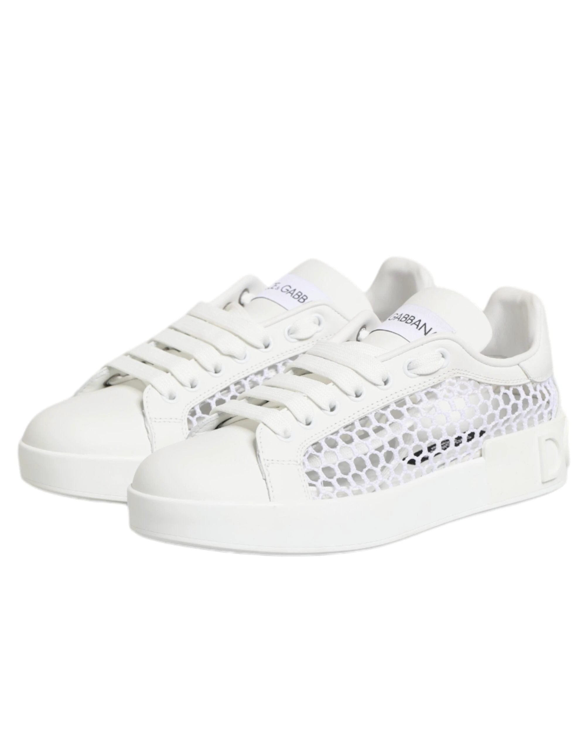 Dolce & Gabbana White Mesh Inserts Low Top Sneakers Shoes by Dolce & Gabbana