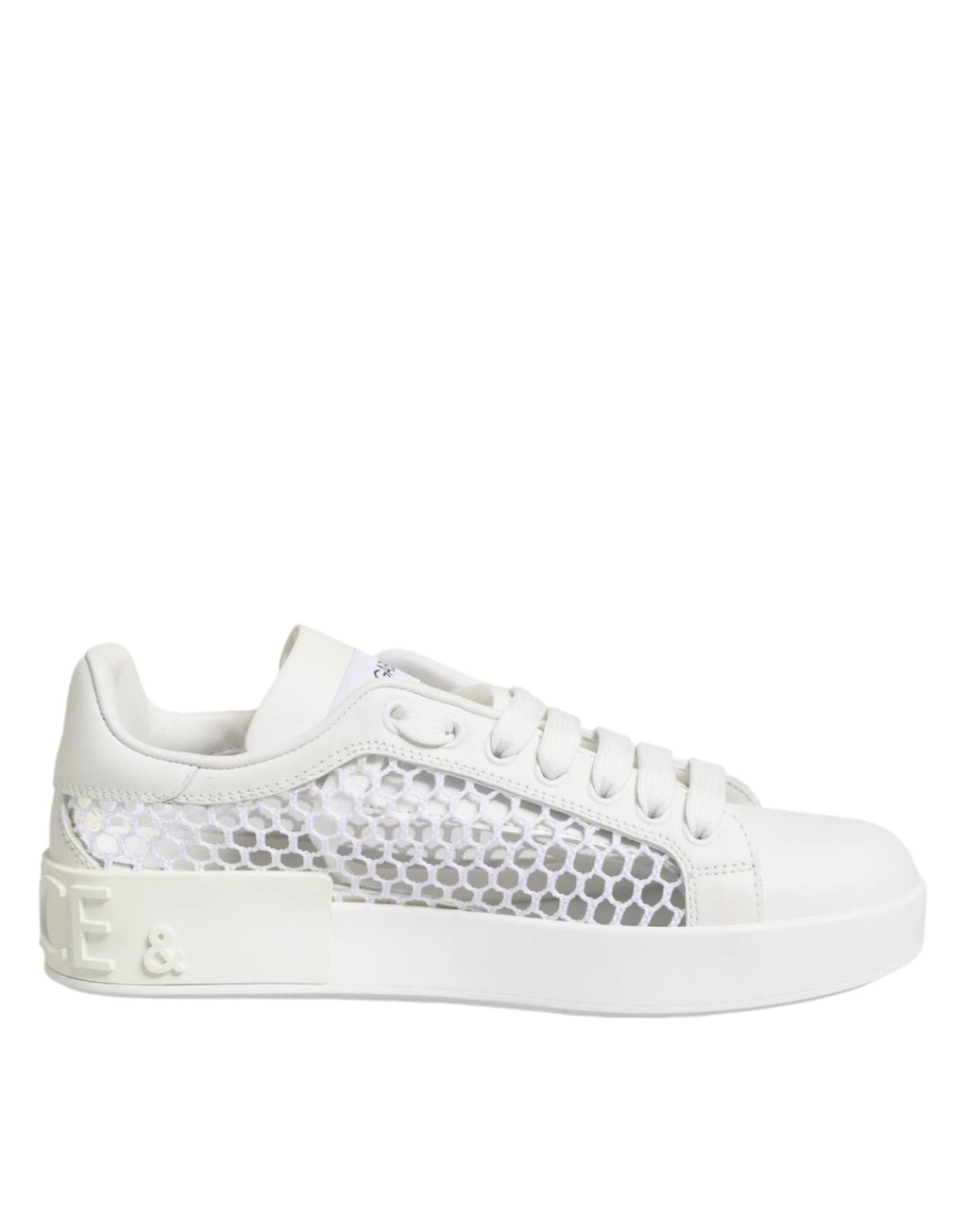 Dolce & Gabbana White Mesh Inserts Low Top Sneakers Shoes by Dolce & Gabbana