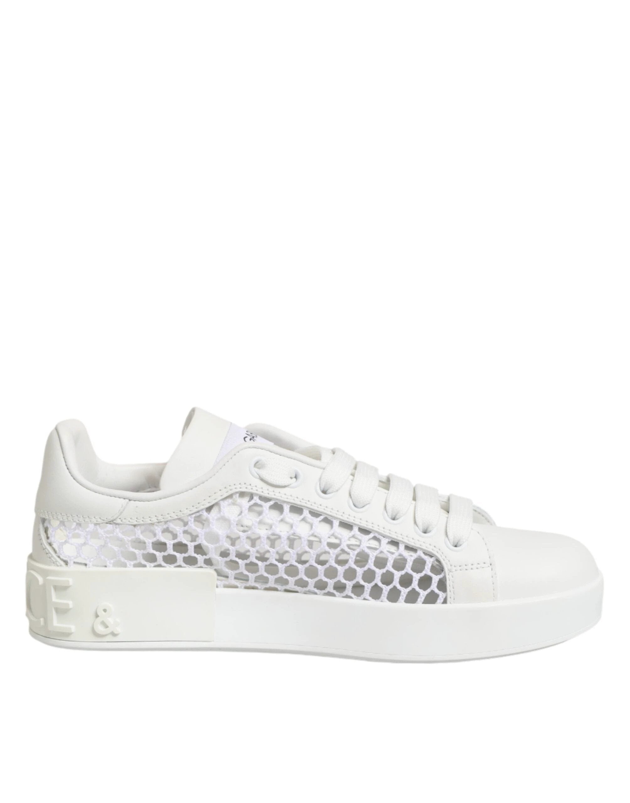 Dolce & Gabbana White Mesh Inserts Low Top Sneakers Shoes by Dolce & Gabbana