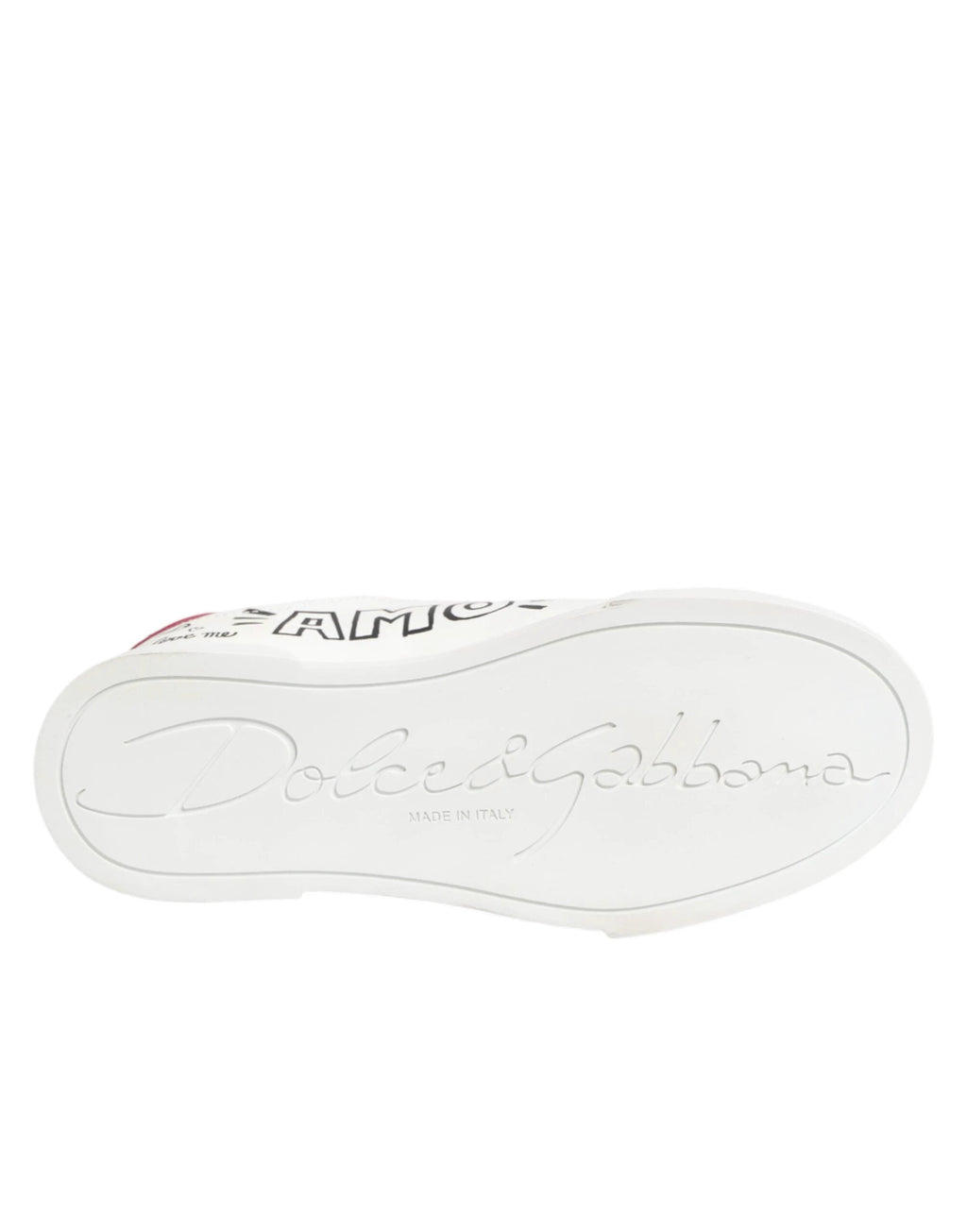 Dolce & Gabbana White Leather Graffiti Low Top Sneakers Shoes by Dolce & Gabbana