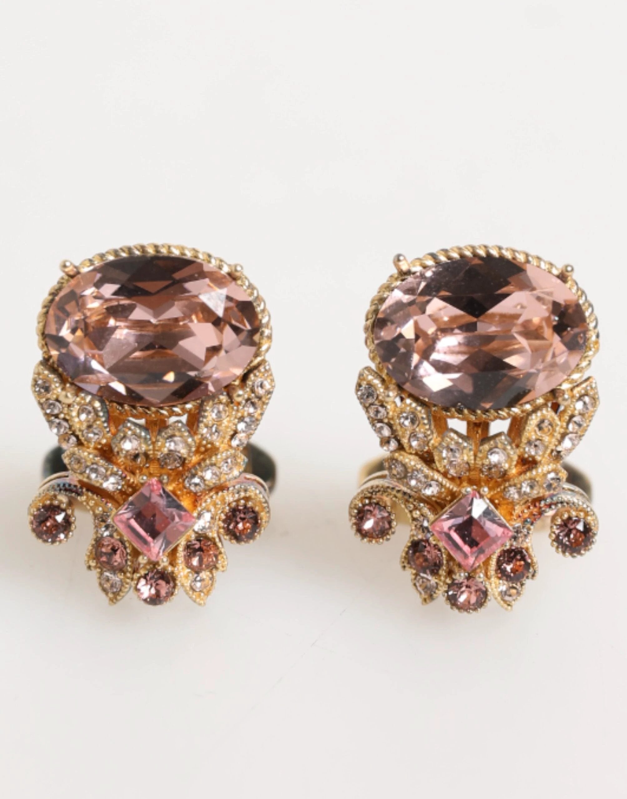 Dolce & Gabbana Gold Tone 925 Sterling Silver Crystal Accessory Cufflinks by Dolce & Gabbana