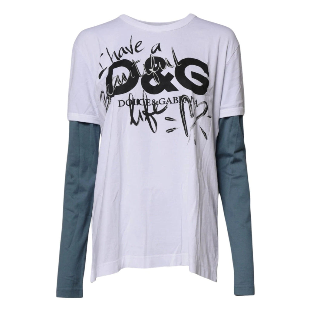 Dolce & Gabbana White Graphic Print Cotton Crew Neck T-shirt by Dolce & Gabbana