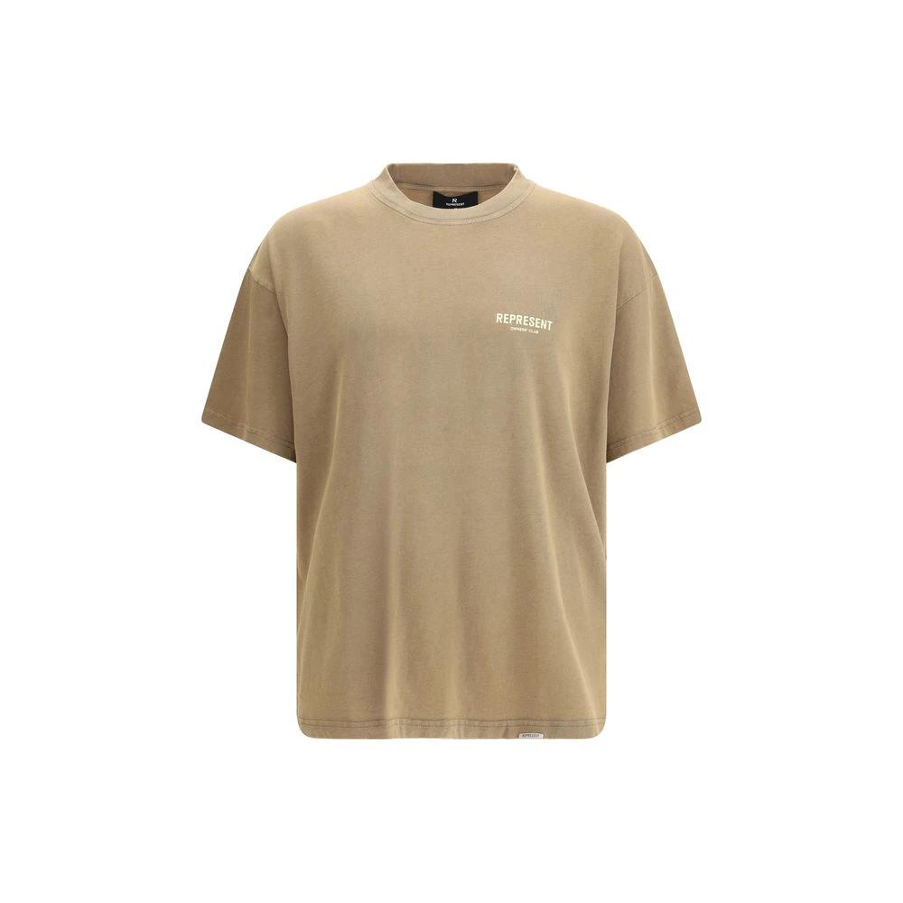 T-shirt en coton marron Représente