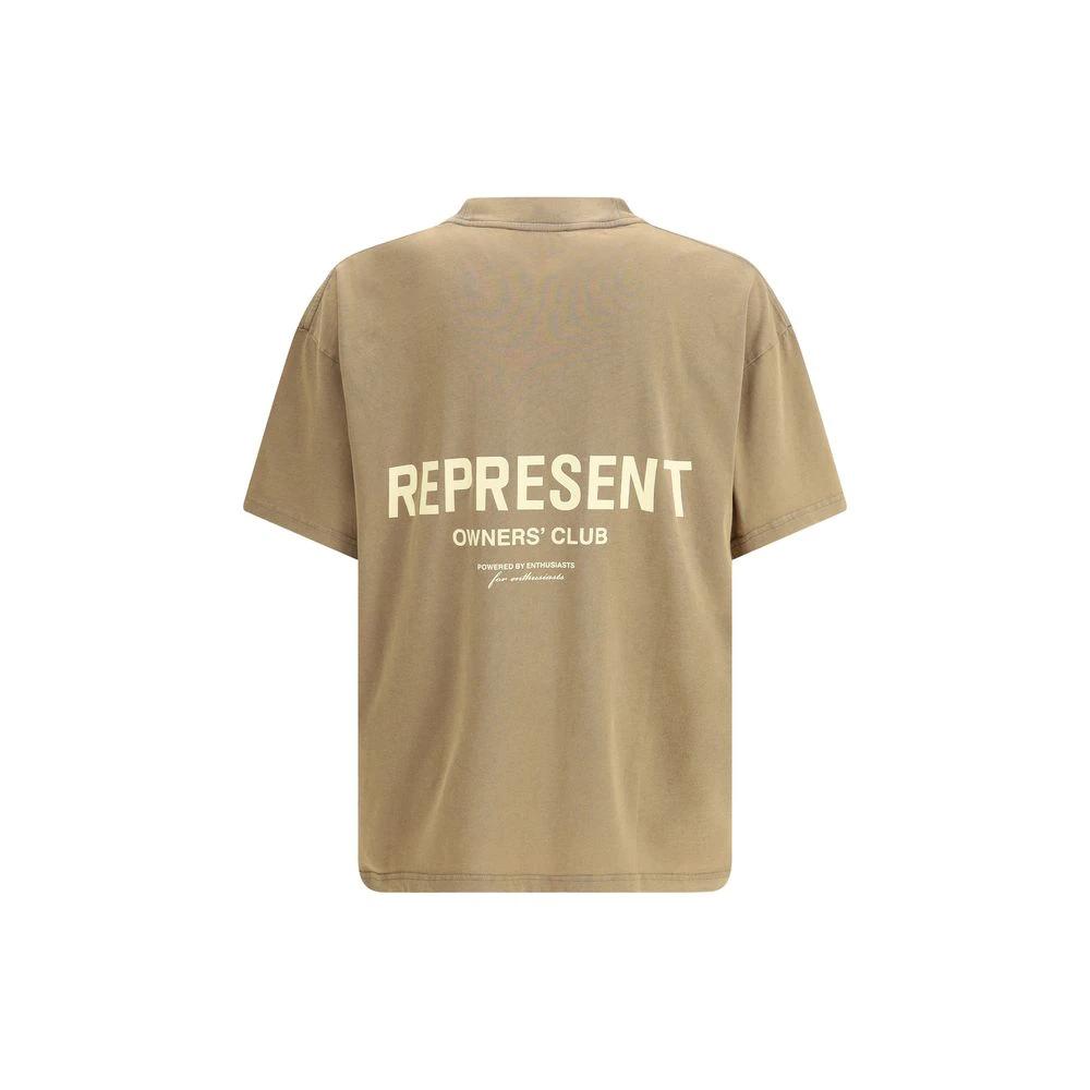 T-shirt en coton marron Représente