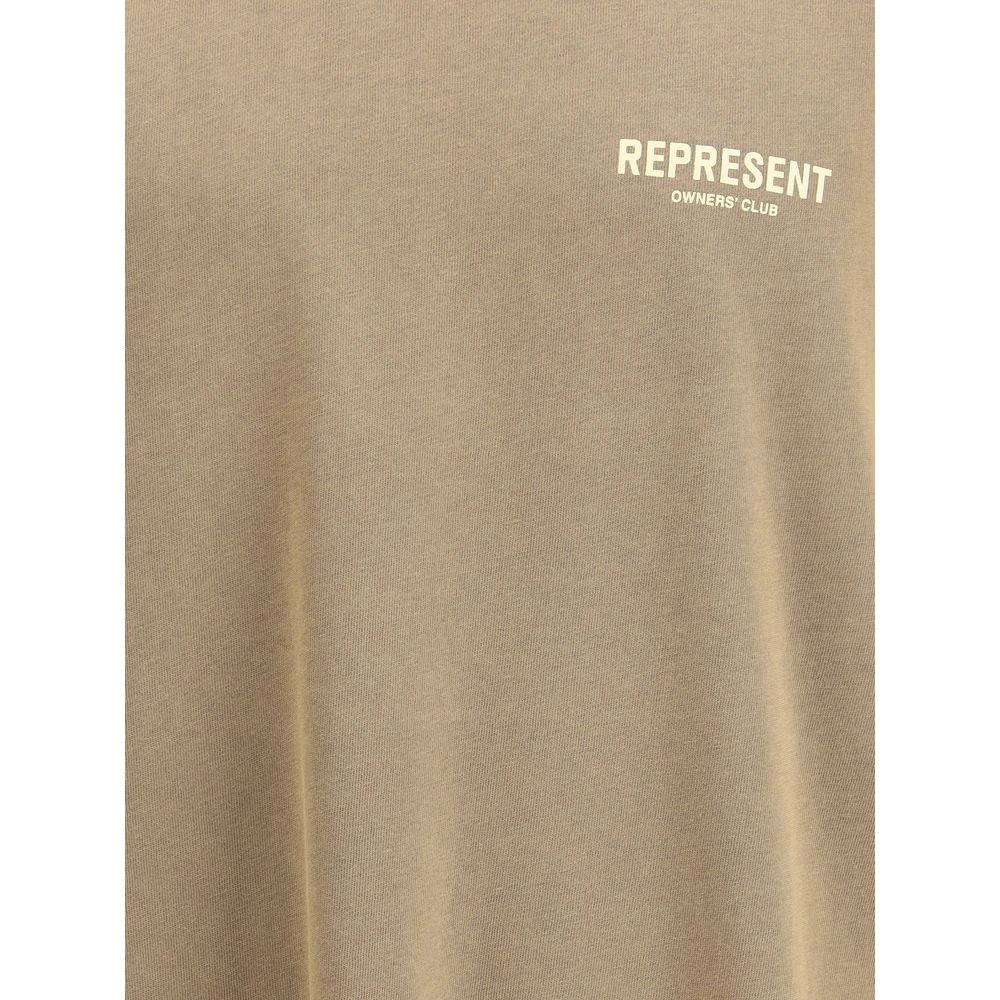 T-shirt en coton marron Représente