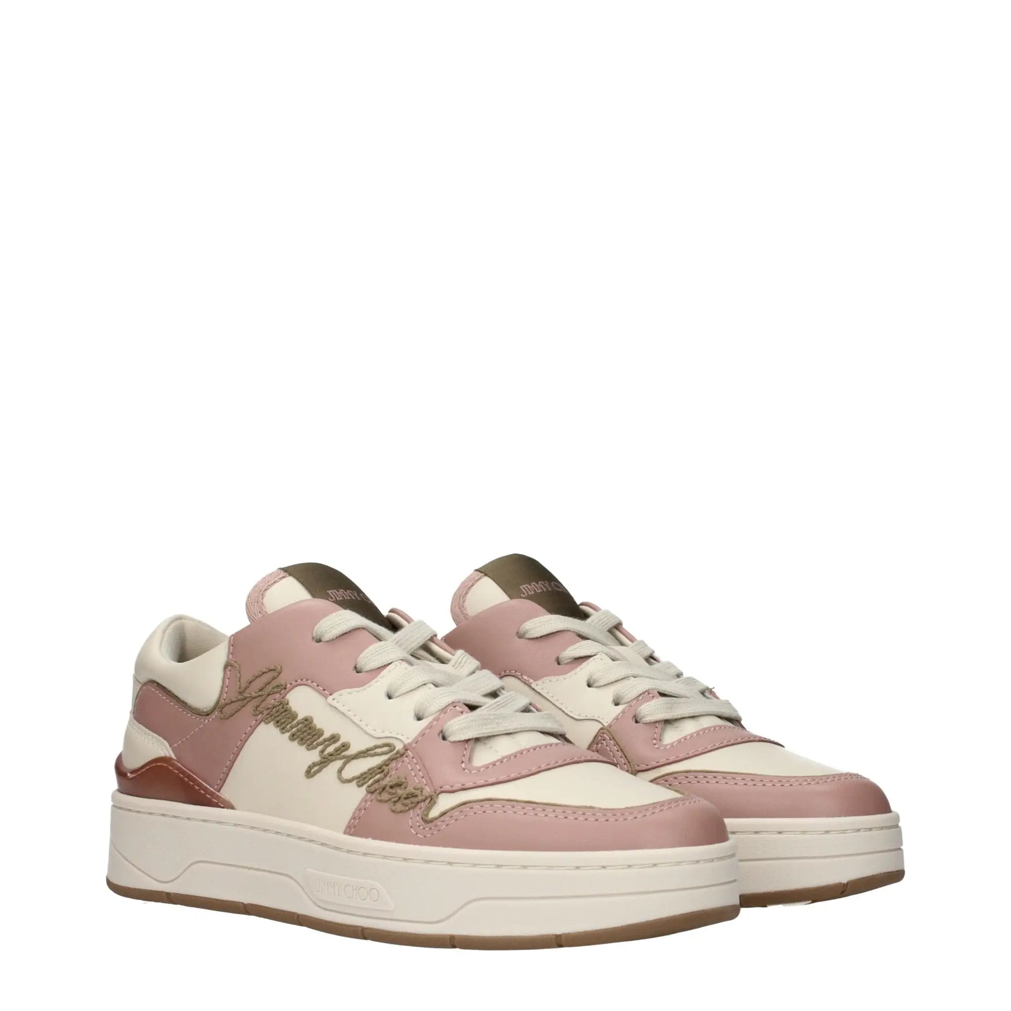 Baskets basses en cuir rose Jimmy Choo