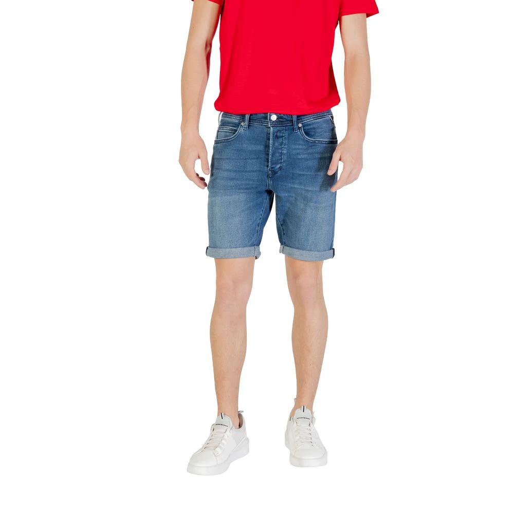 Replay Blue Cotton Bermuda Shorts by Replay