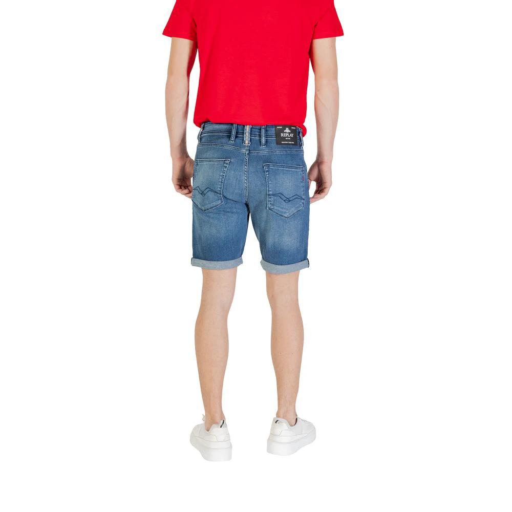Replay Blue Cotton Bermuda Shorts by Replay