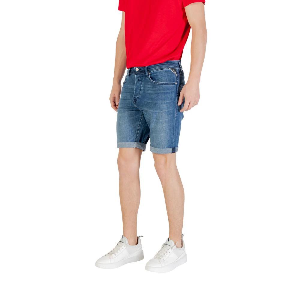 Replay Blue Cotton Bermuda Shorts by Replay