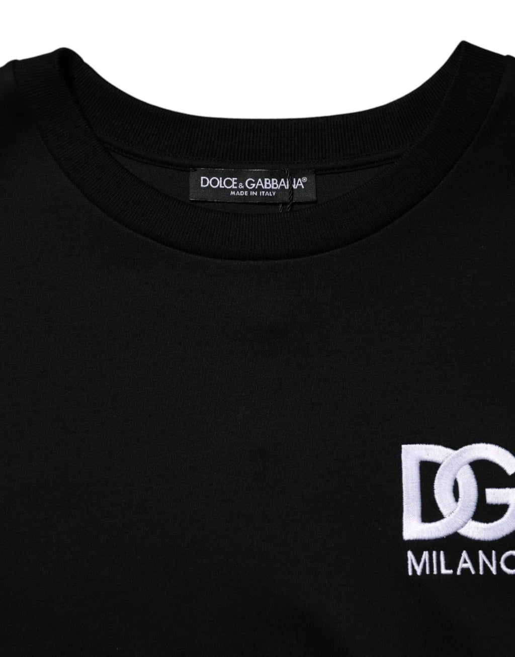 Dolce & Gabbana Black Cotton DG Logo Embroidery Top T-shirt by Dolce & Gabbana