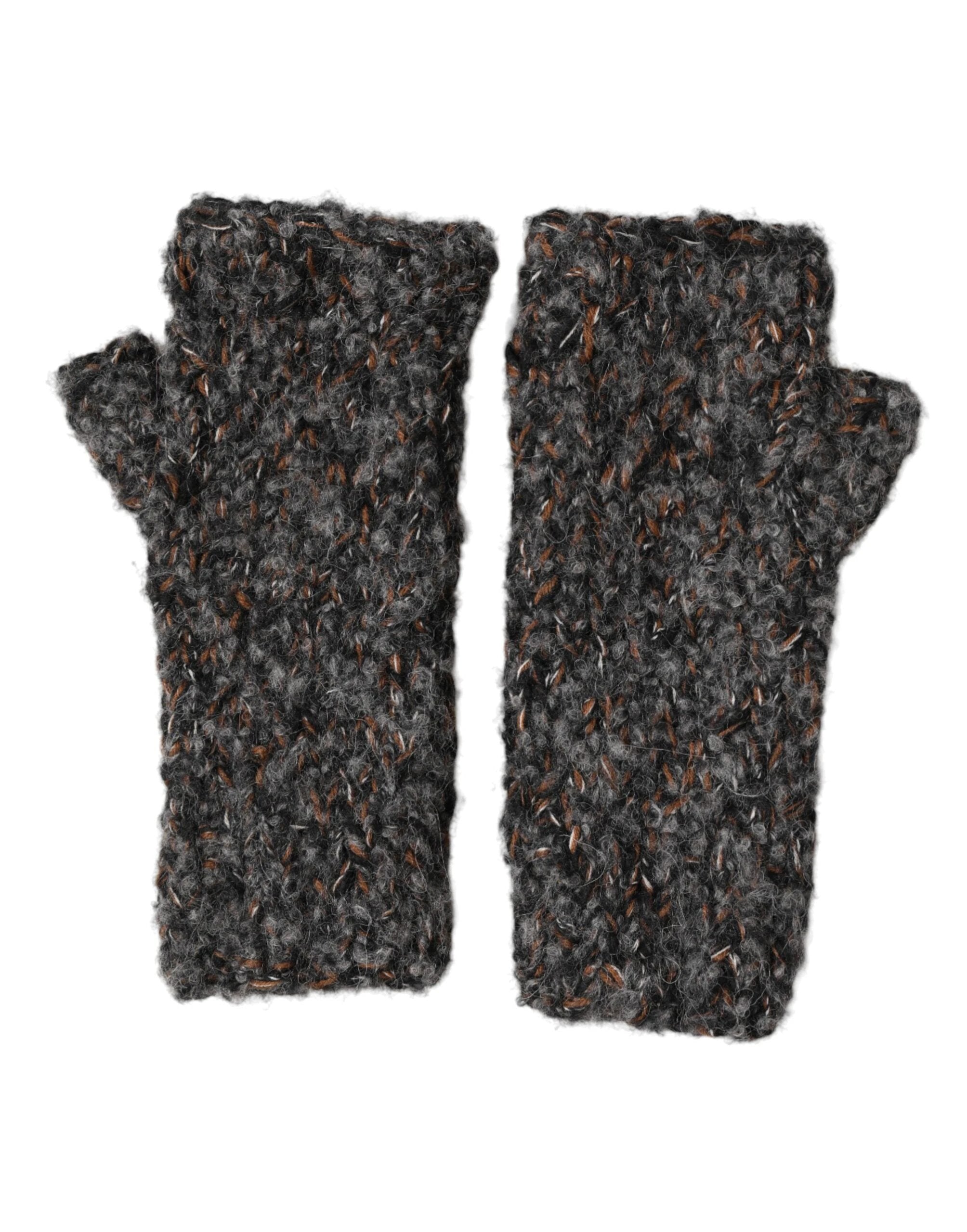 Dolce & Gabbana Gray Virgin Wool Knitted Fingerless Men Gloves by Dolce & Gabbana