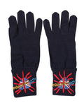 Dolce & Gabbana Blue Wool Knit #DGLovesLondon Embroidered Mitten Gloves by Dolce & Gabbana