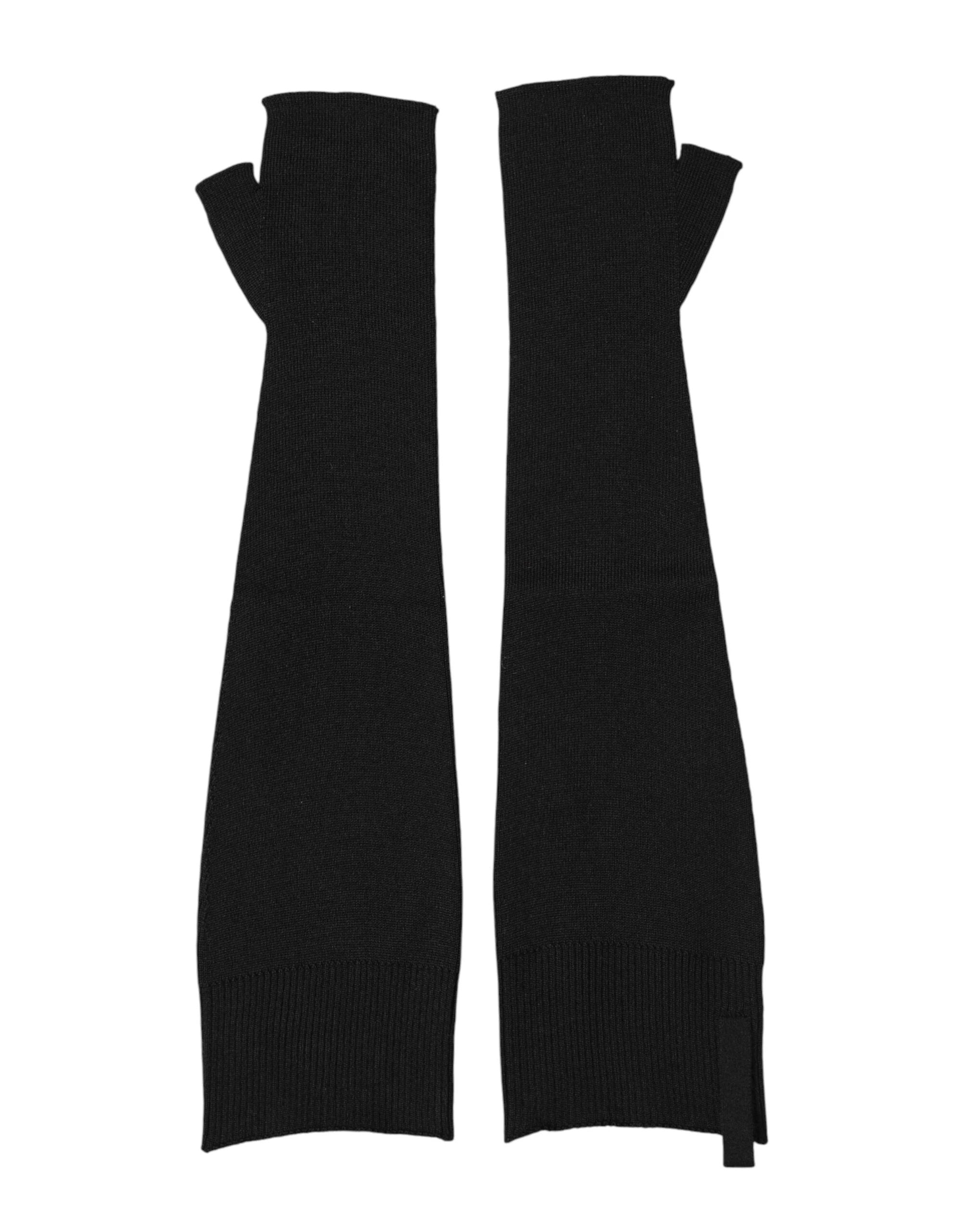 Dolce & Gabbana Black Virgin Wool Knitted Fingerless Men Gloves by Dolce & Gabbana