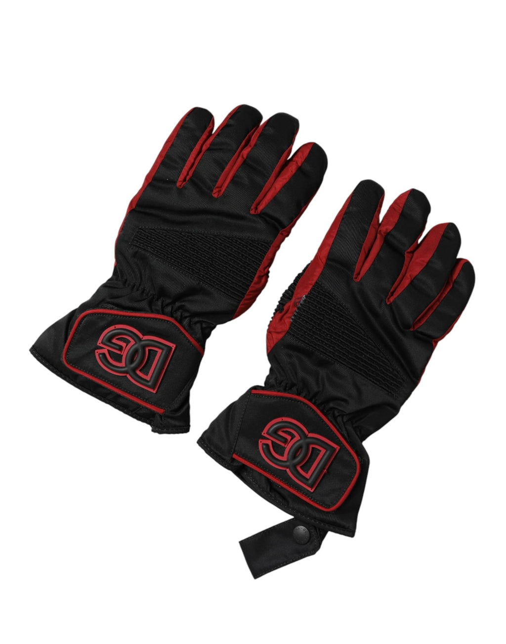 Dolce & Gabbana Black Red Nylon Wrist Length Mitten Gloves by Dolce & Gabbana