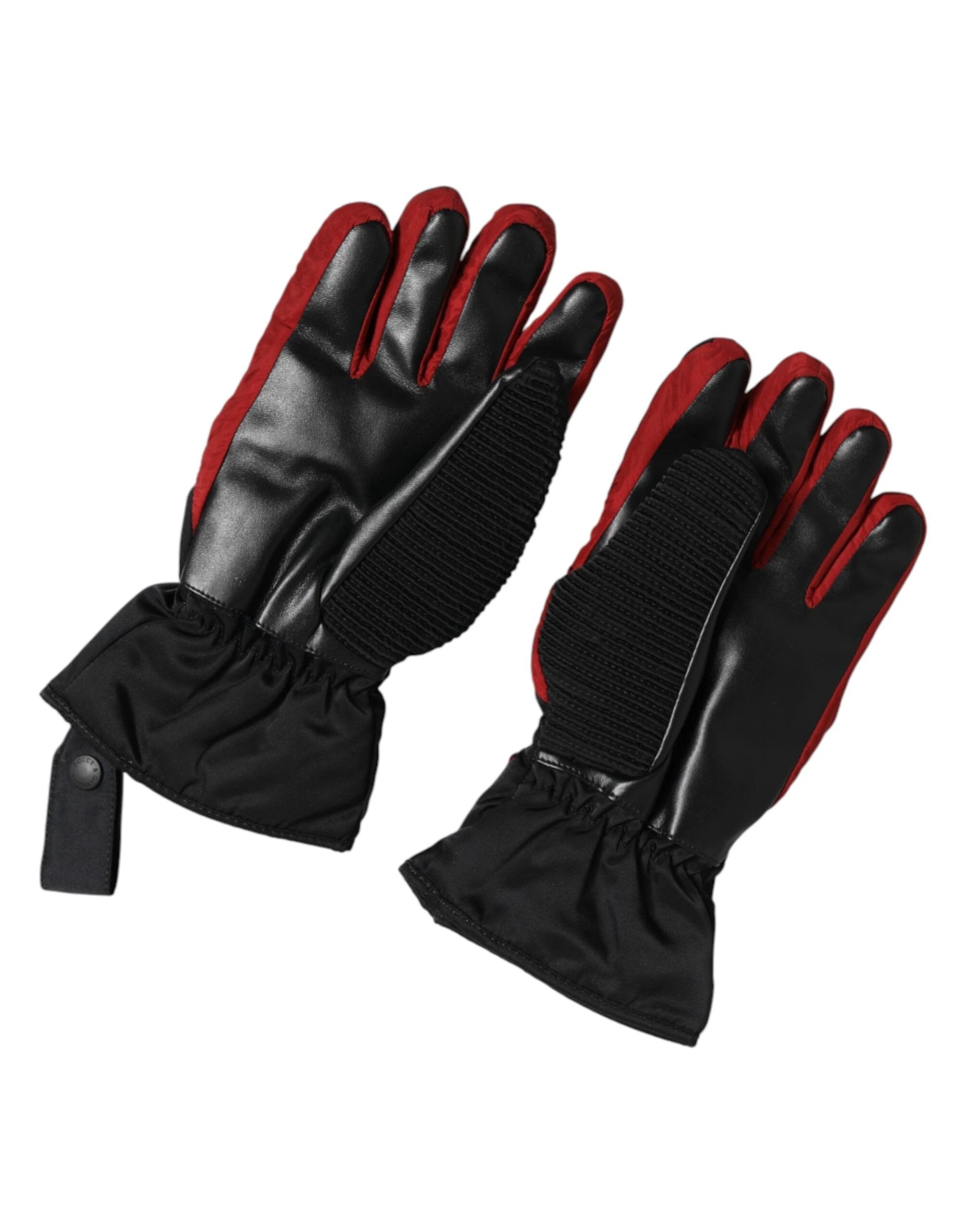 Dolce & Gabbana Black Red Nylon Wrist Length Mitten Gloves by Dolce & Gabbana