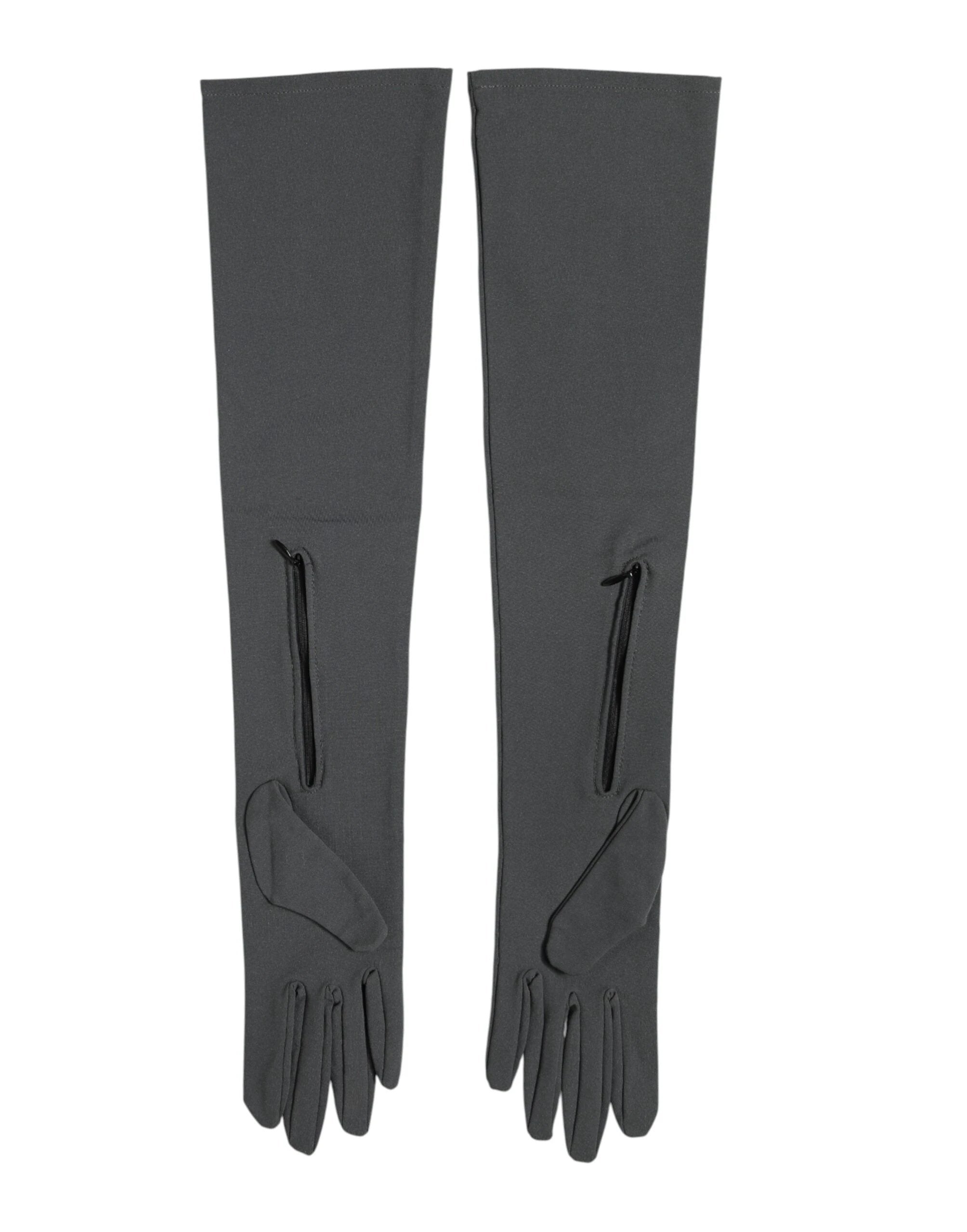 Dolce & Gabbana Dark Gray Viscose Elbow Length Mitten Men Gloves by Dolce & Gabbana