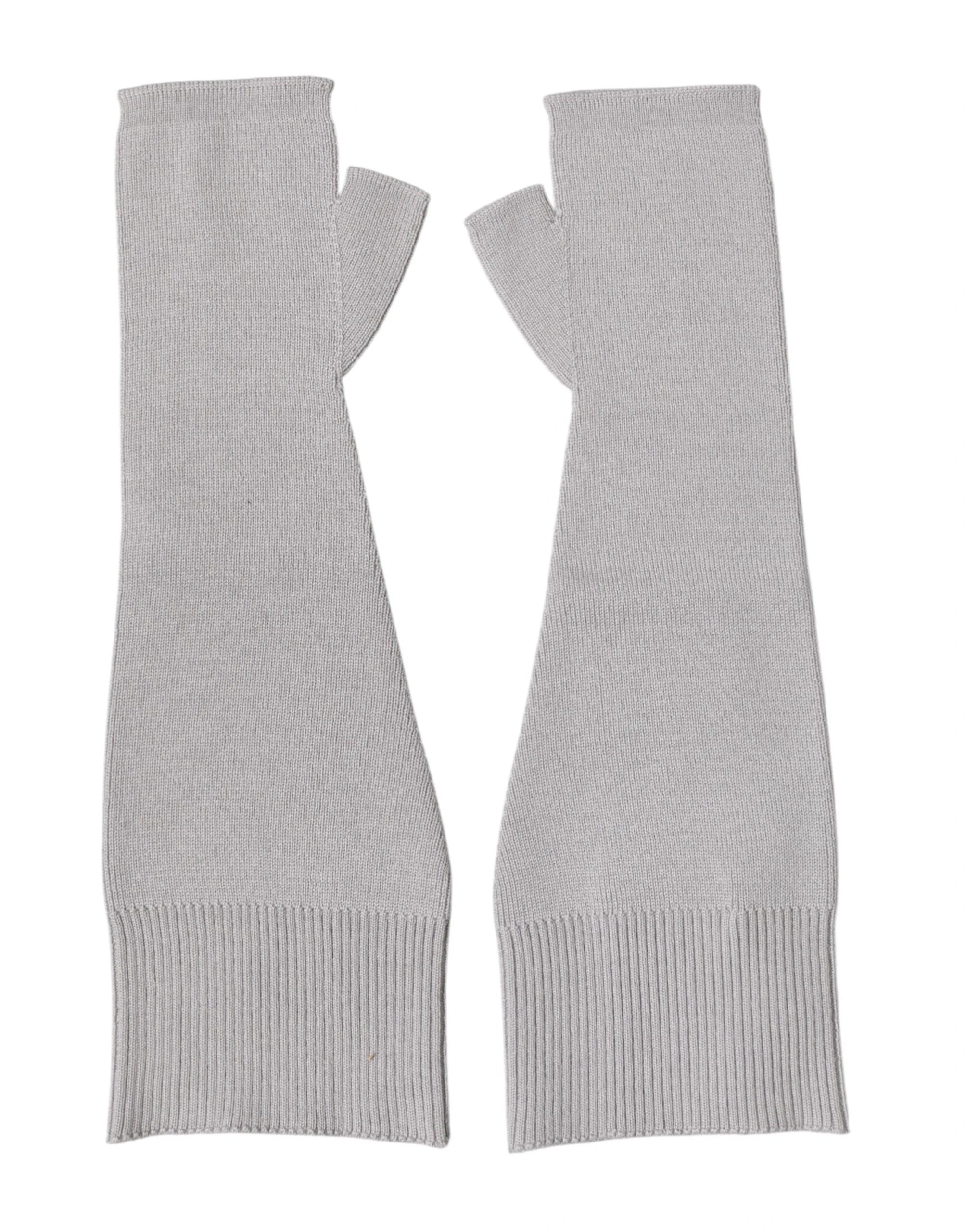 Dolce & Gabbana Gray Virgin Wool Knitted Fingerless Men Gloves by Dolce & Gabbana