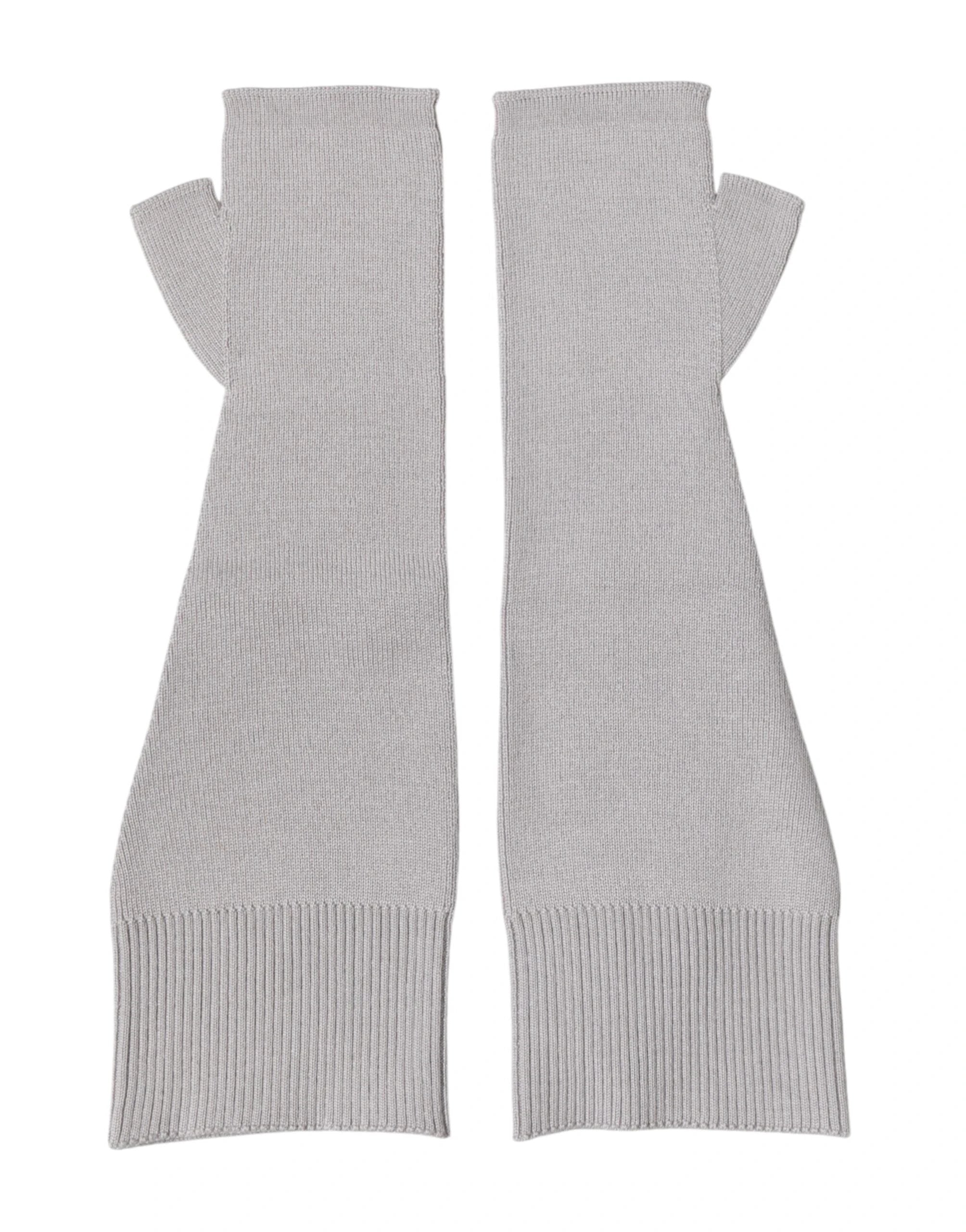 Dolce & Gabbana Gray Virgin Wool Knitted Fingerless Men Gloves by Dolce & Gabbana