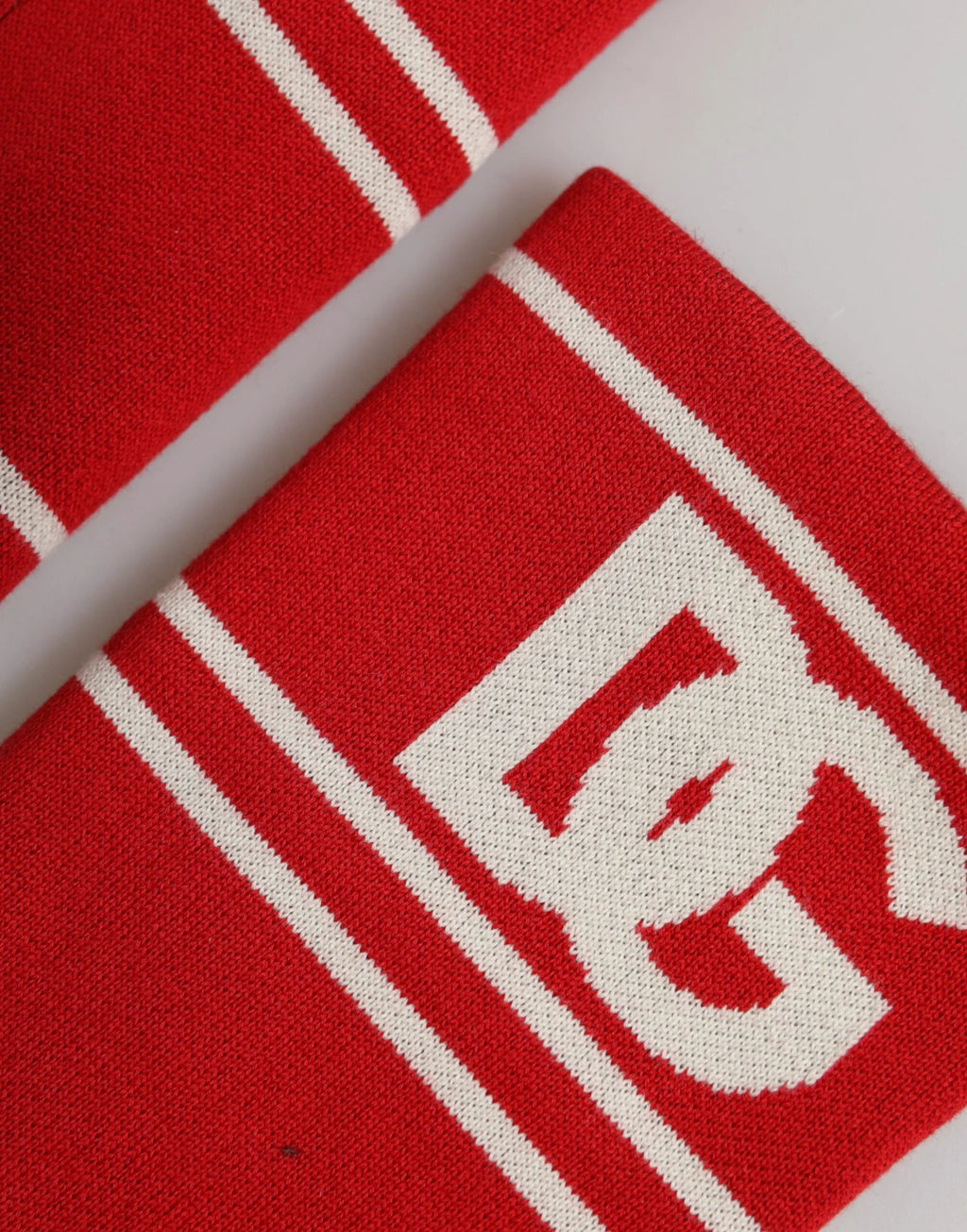 Dolce & Gabbana Red White DG Logo Cotton 1 Pair One SIze Wristband by Dolce & Gabbana