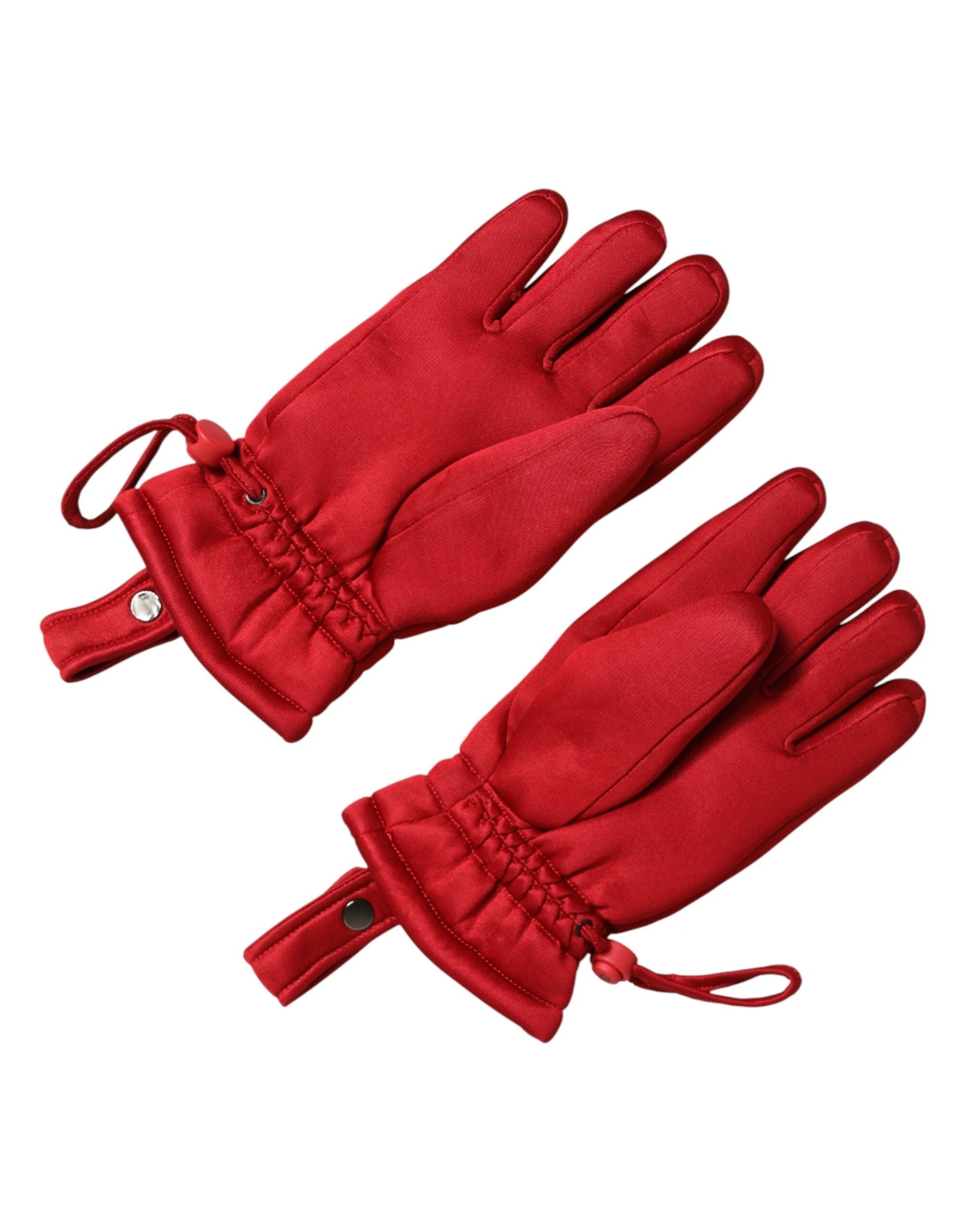 Dolce & Gabbana Red Viscose Motorcycle Biker Mitten Gloves by Dolce & Gabbana
