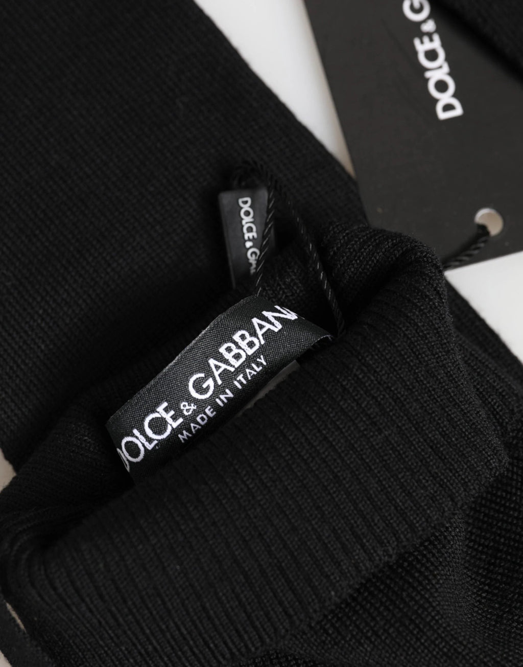 Dolce & Gabbana Black Virgin Wool Knitted Fingerless Men Gloves by Dolce & Gabbana
