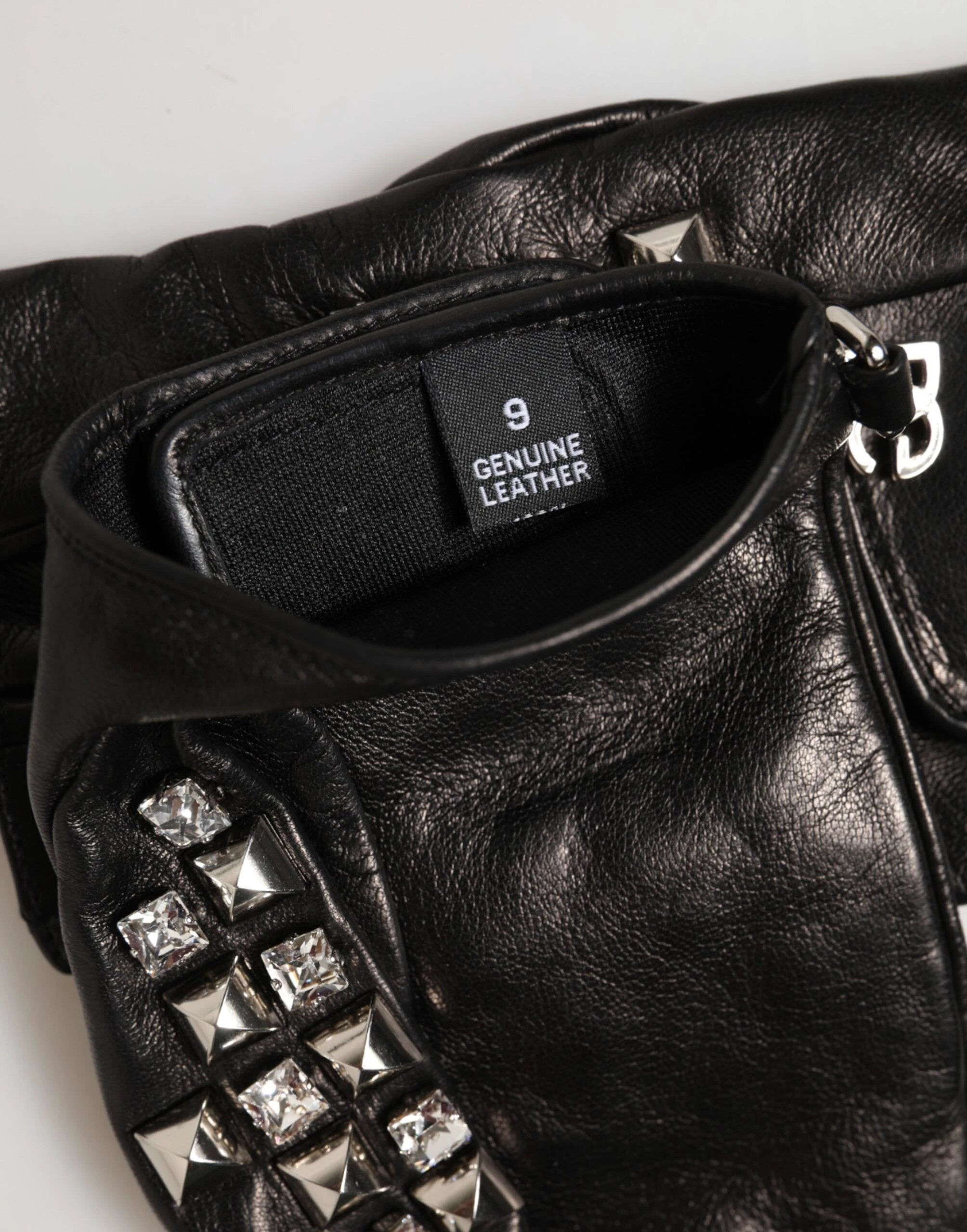 Dolce & Gabbana Black Leather Studded Fingerless Hand Mitten Men Gloves by Dolce & Gabbana