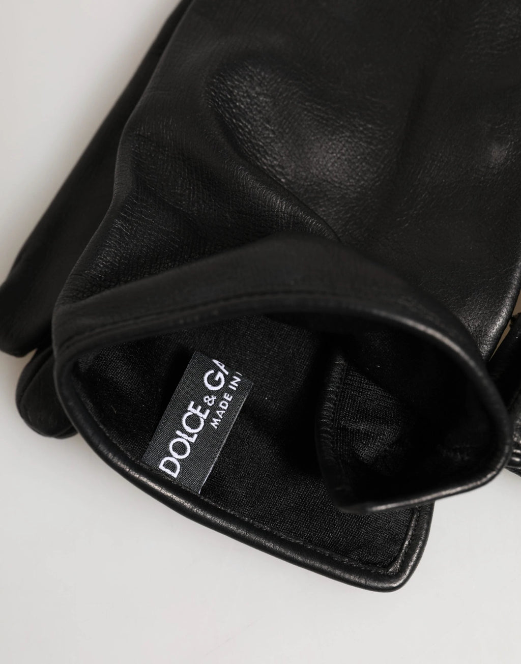Dolce & Gabbana Black Leather Embellished Long Mitten Gloves by Dolce & Gabbana