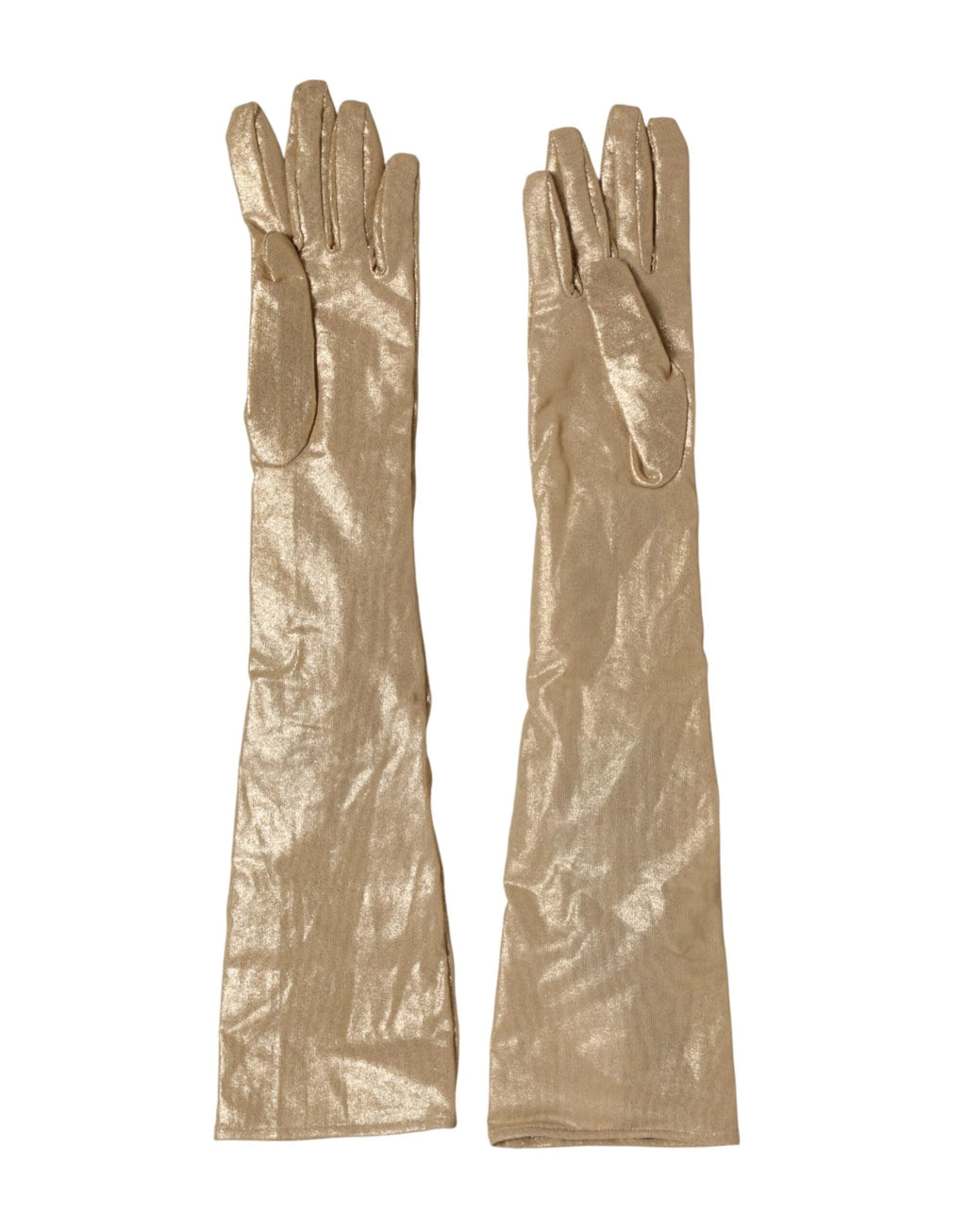 Dolce & Gabbana Beige Satin Crystal Elbow Length Mitten Gloves by Dolce & Gabbana