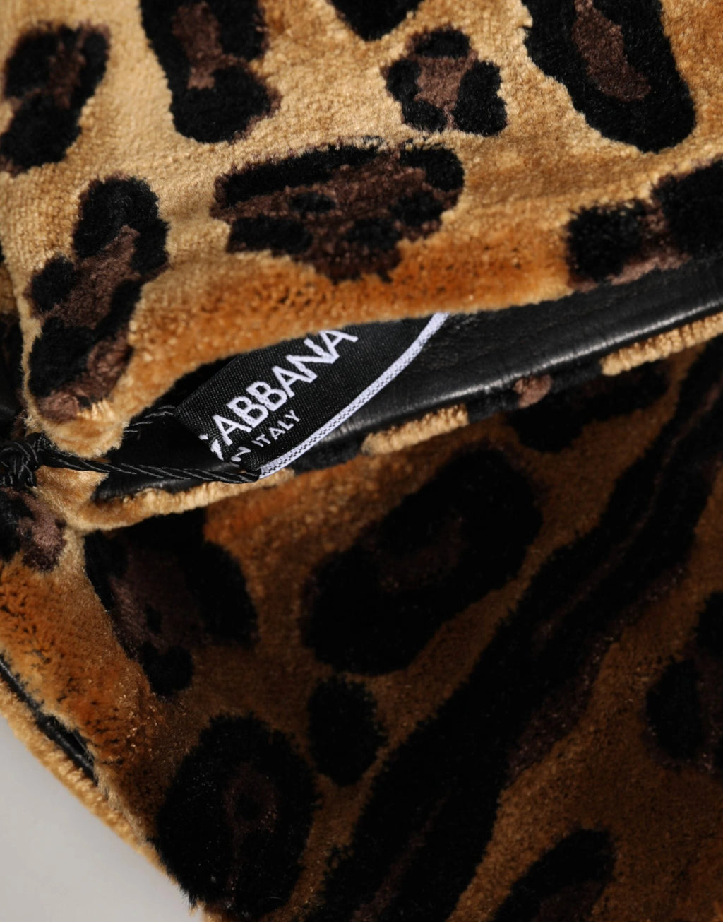 Dolce & Gabbana Brown Black Leopard Leather Elbow Length Mitten Gloves by Dolce & Gabbana
