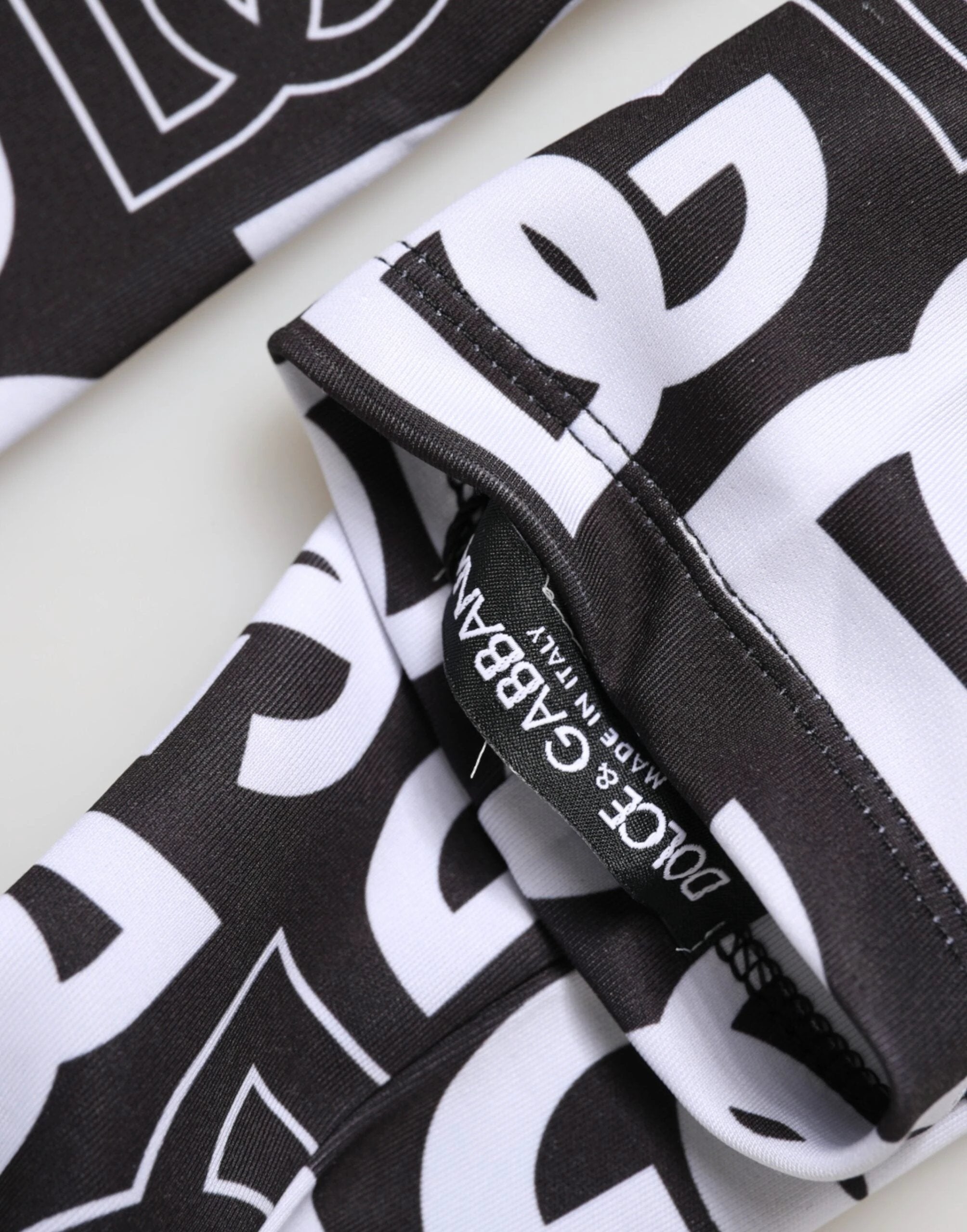 Dolce & Gabbana Black White DG Logo Elbow Length Mitten Gloves by Dolce & Gabbana