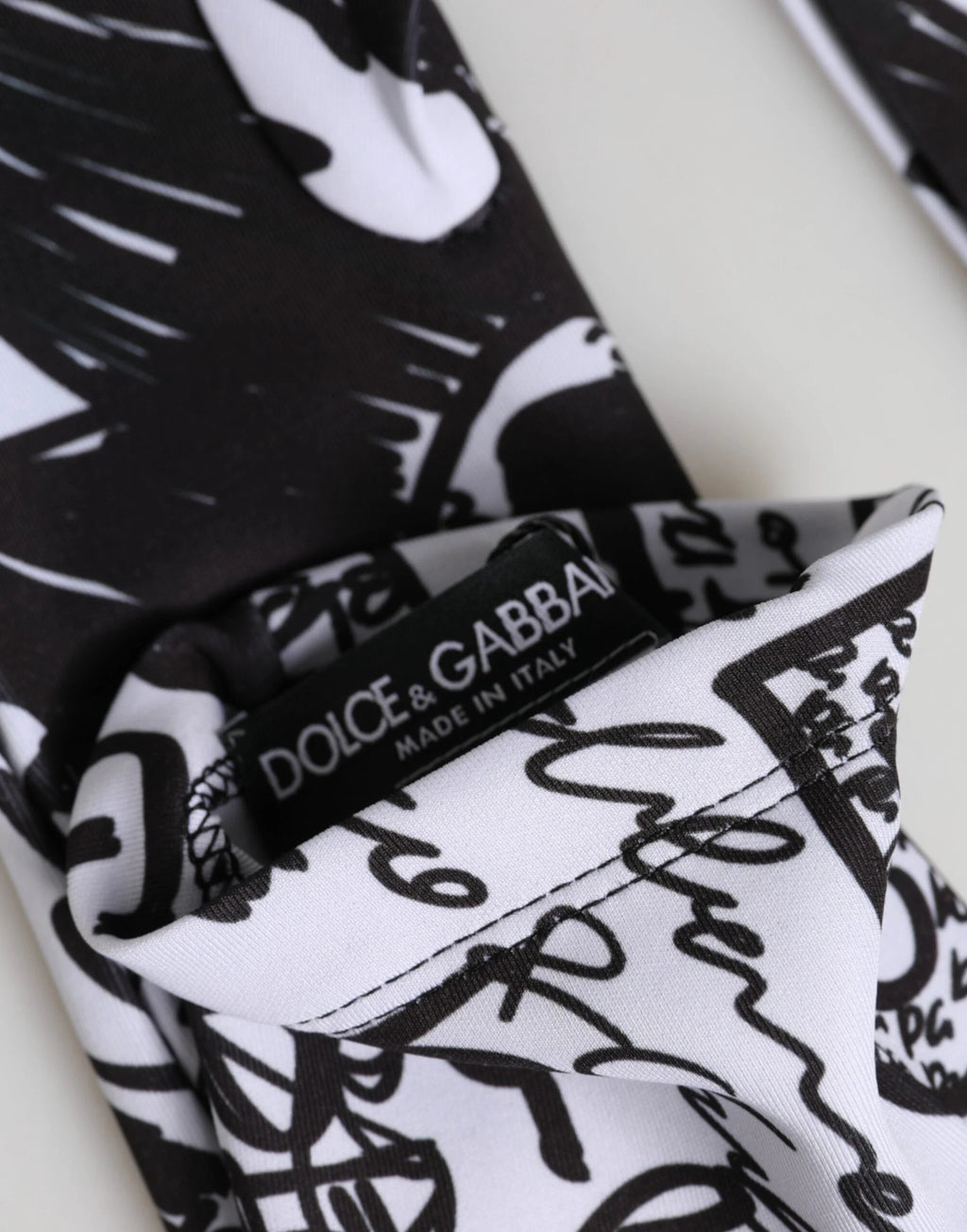 Dolce & Gabbana Gloves Black White DG Logo Elbow Length Mitten by Dolce & Gabbana