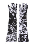 Dolce & Gabbana Gloves Black White DG Logo Elbow Length Mitten by Dolce & Gabbana