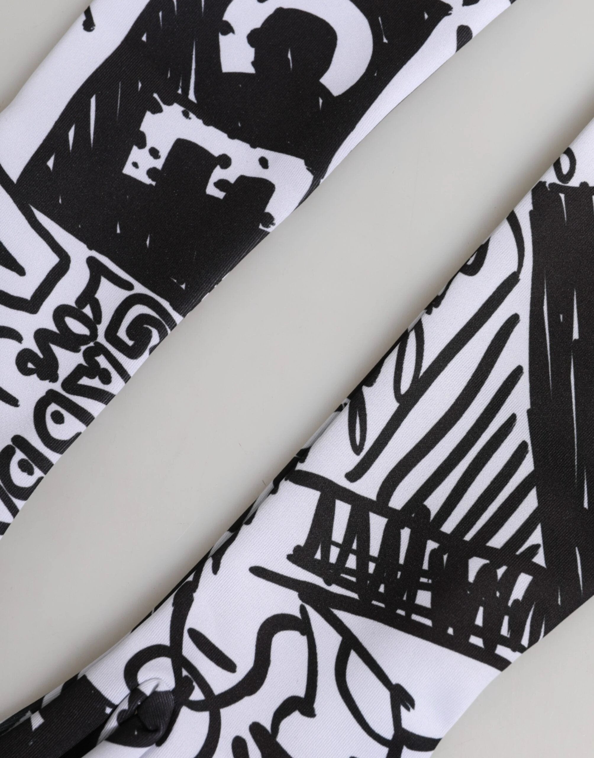 Dolce & Gabbana Gloves Black White DG Logo Elbow Length Mitten by Dolce & Gabbana