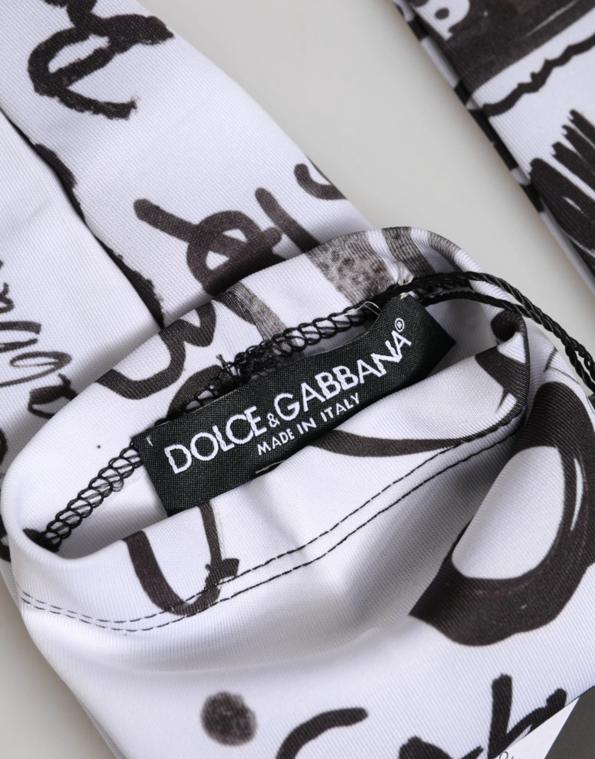 Dolce & Gabbana Black White DG Logo Elbow Length Mitten Gloves by Dolce & Gabbana
