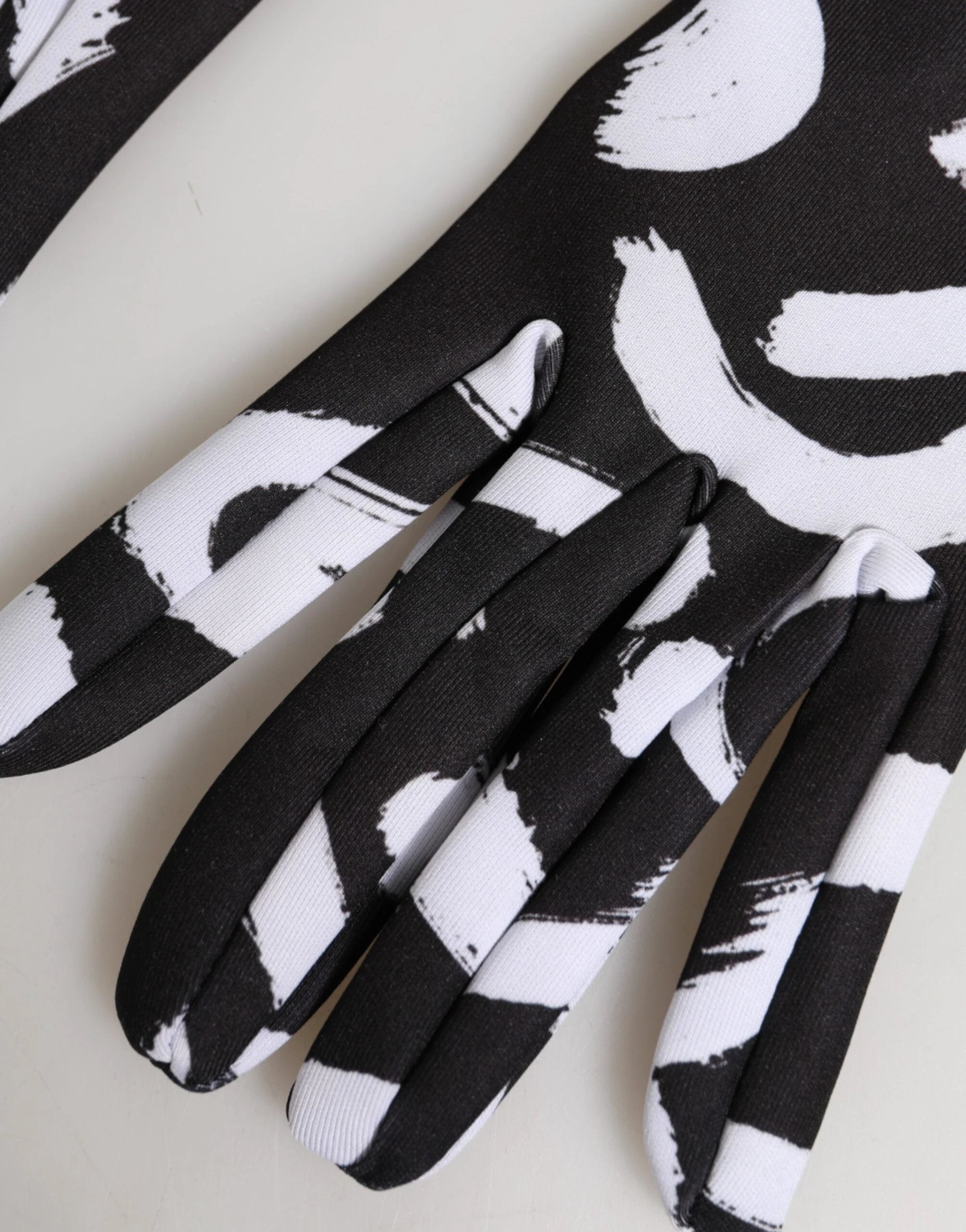 Dolce & Gabbana Black White DG Logo Elbow Length Mitten Gloves by Dolce & Gabbana