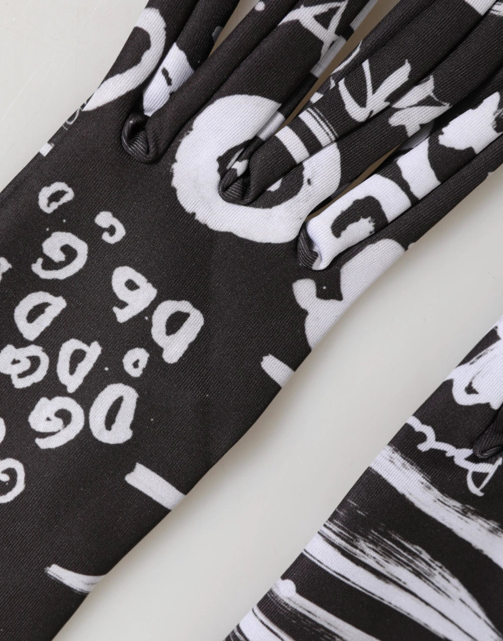 Dolce & Gabbana Black White DG Logo Elbow Length Mitten Gloves by Dolce & Gabbana