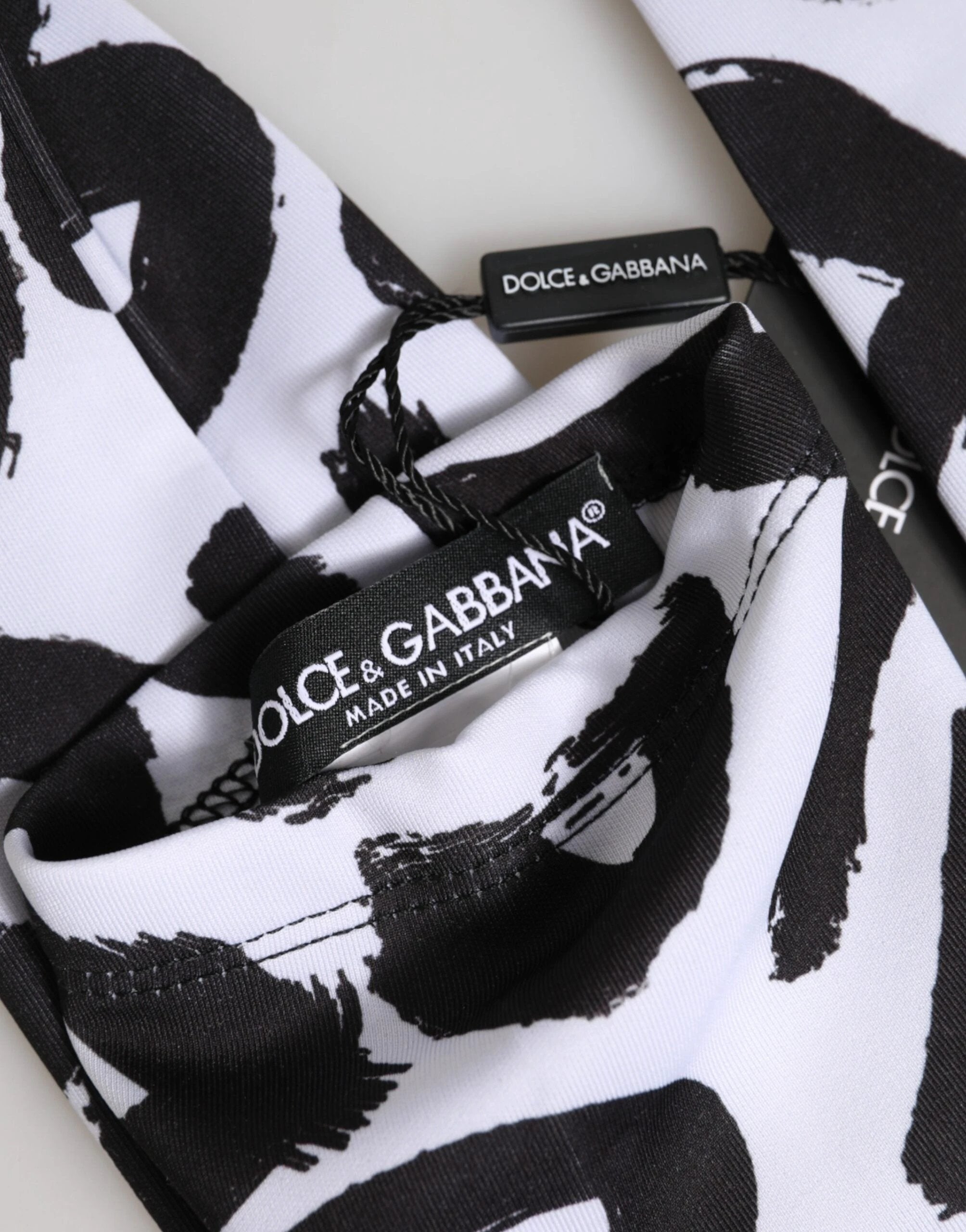 Dolce & Gabbana Black White DG Logo Elbow Length Mitten Gloves by Dolce & Gabbana